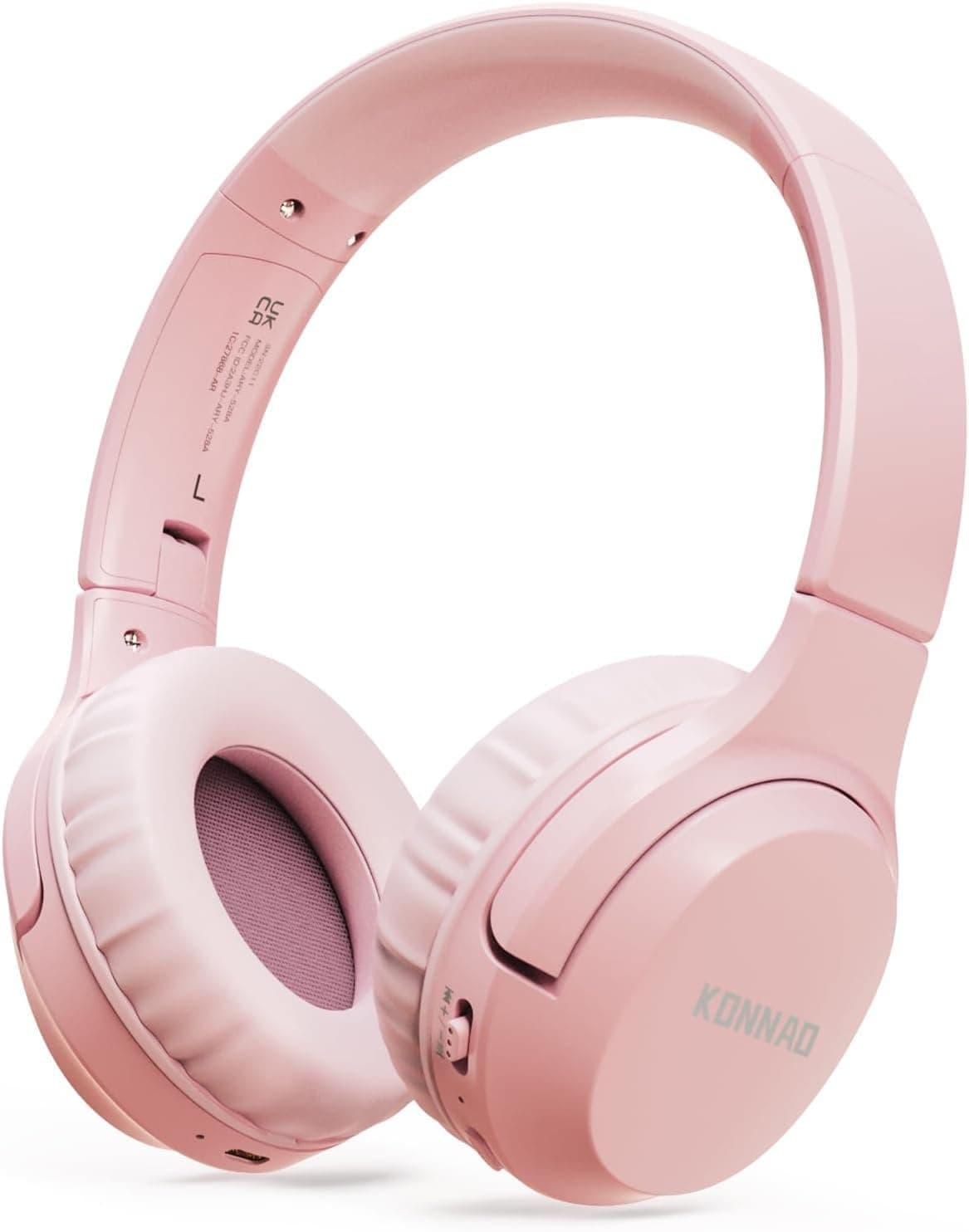 KONNAO Kids Headphones Wireless 60H, Foldable On Ear Headset with MIC, Volume Limiter 85dB/94dB Wireless Headphones, Over-Ear Headphones for Kids Adults School Online Classes Travel, Pink