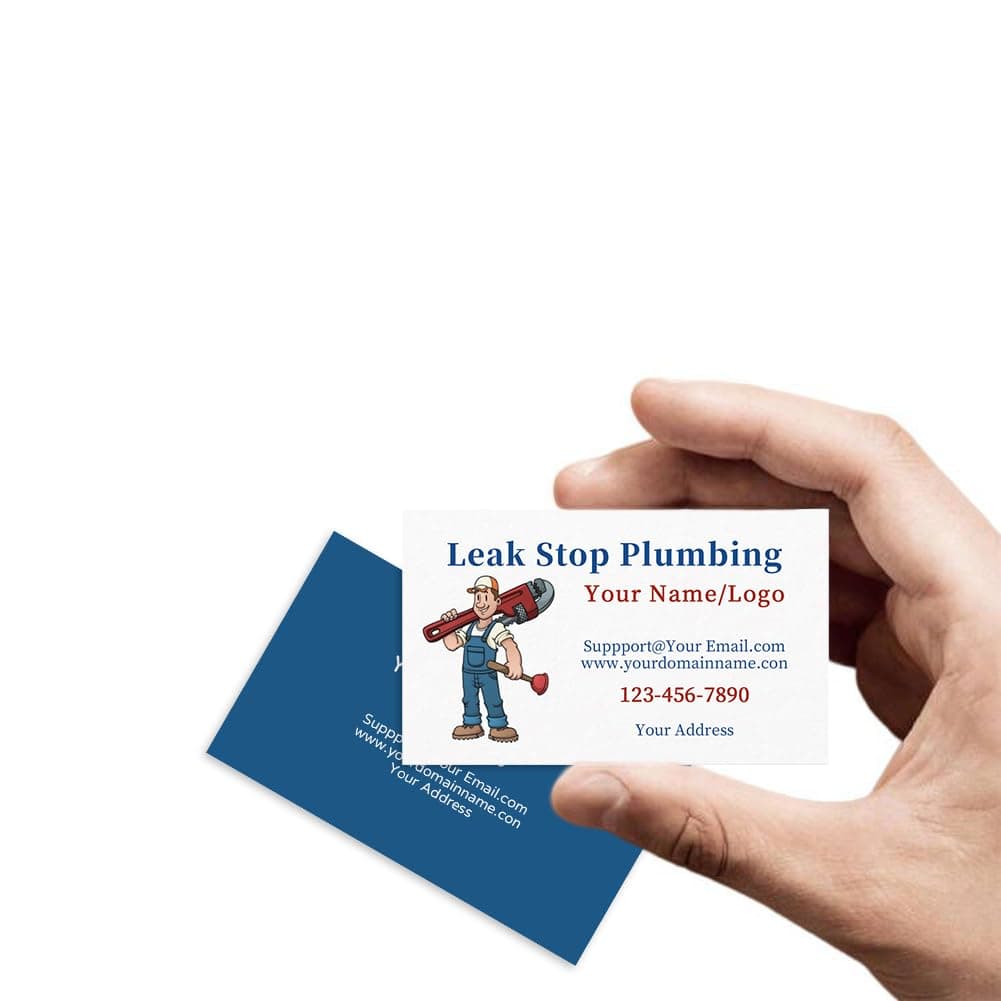 Custom Installation Repair Maintenance Emergency Upgrades and Renovations Plumbing Service Double-Sided Thick Waterproof Paper Business Cards Customize for Small Business (Template 12)