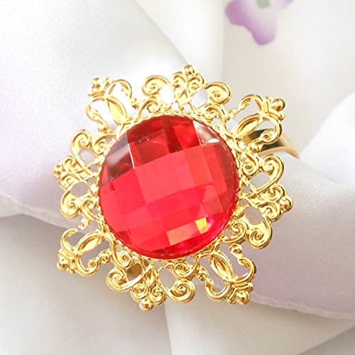 Tangpan 10pcs Gold-Light Rhinestones Napkin Rings for Weddings Party Shiny Color Red