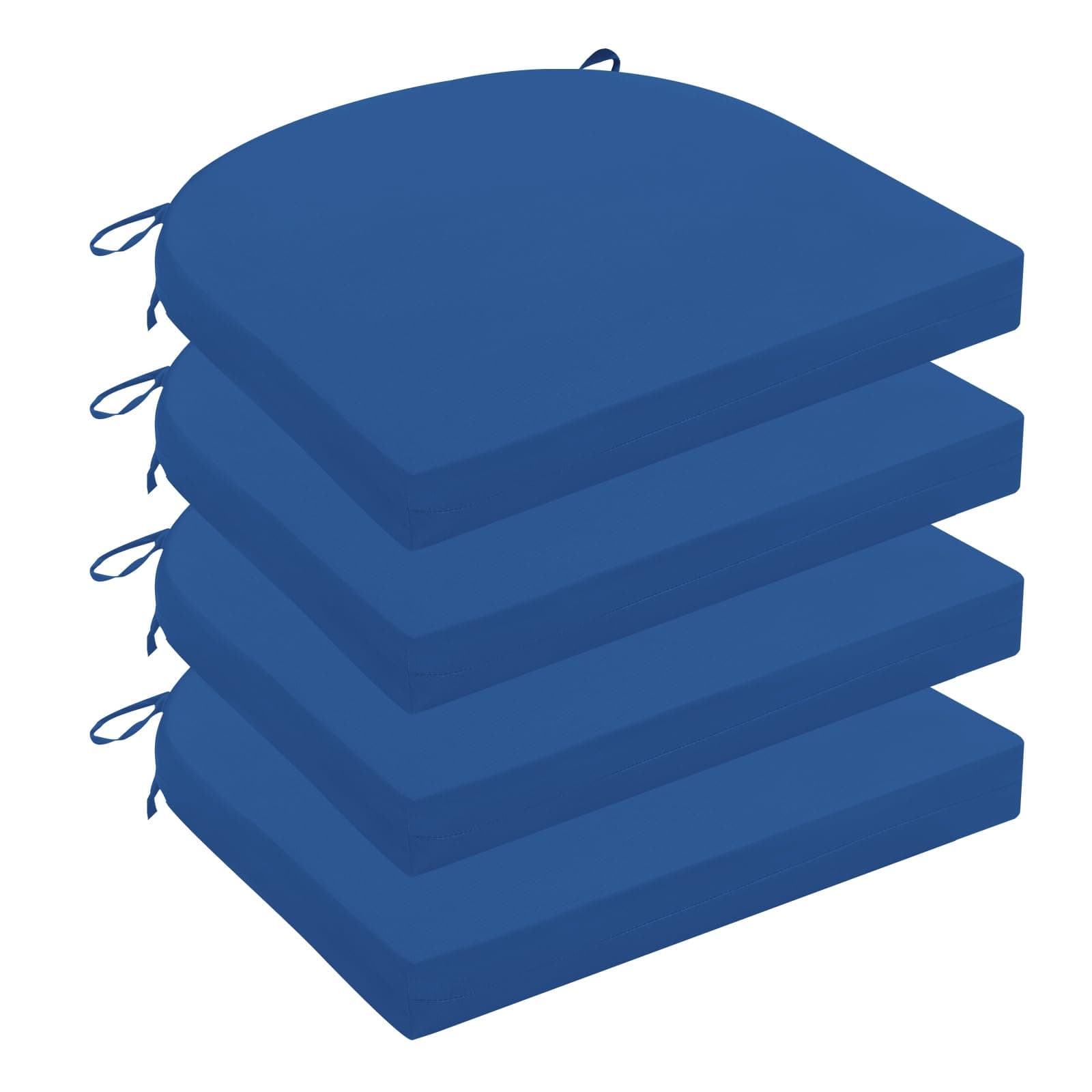 Wellsin Outdoor Chair Cushions for Patio Furniture - Patio Chair Cushions Set of 4 - Waterproof Round Corner Outdoor Seat Cushions 17"X16"X2", Royal Blue