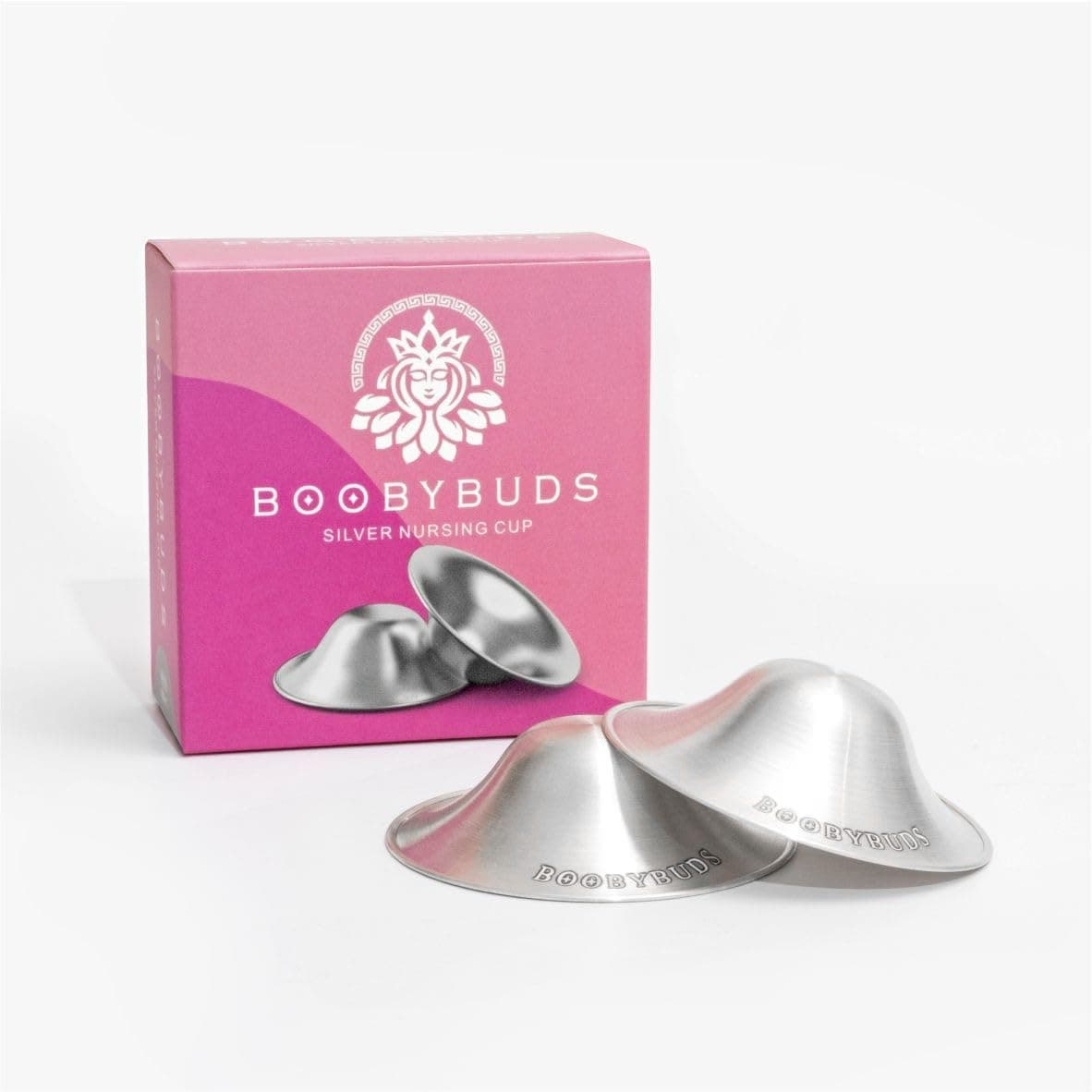 BoobyBuds The Original Silver Nursing Cups & Silicone O-Ring - Nipple Shields for Nursing Newborns - 100% Pure 999 Silver - Soothe and Protect Sore Nipples - Essential for Breastfeeding Mothers (Trilaminate Silver)