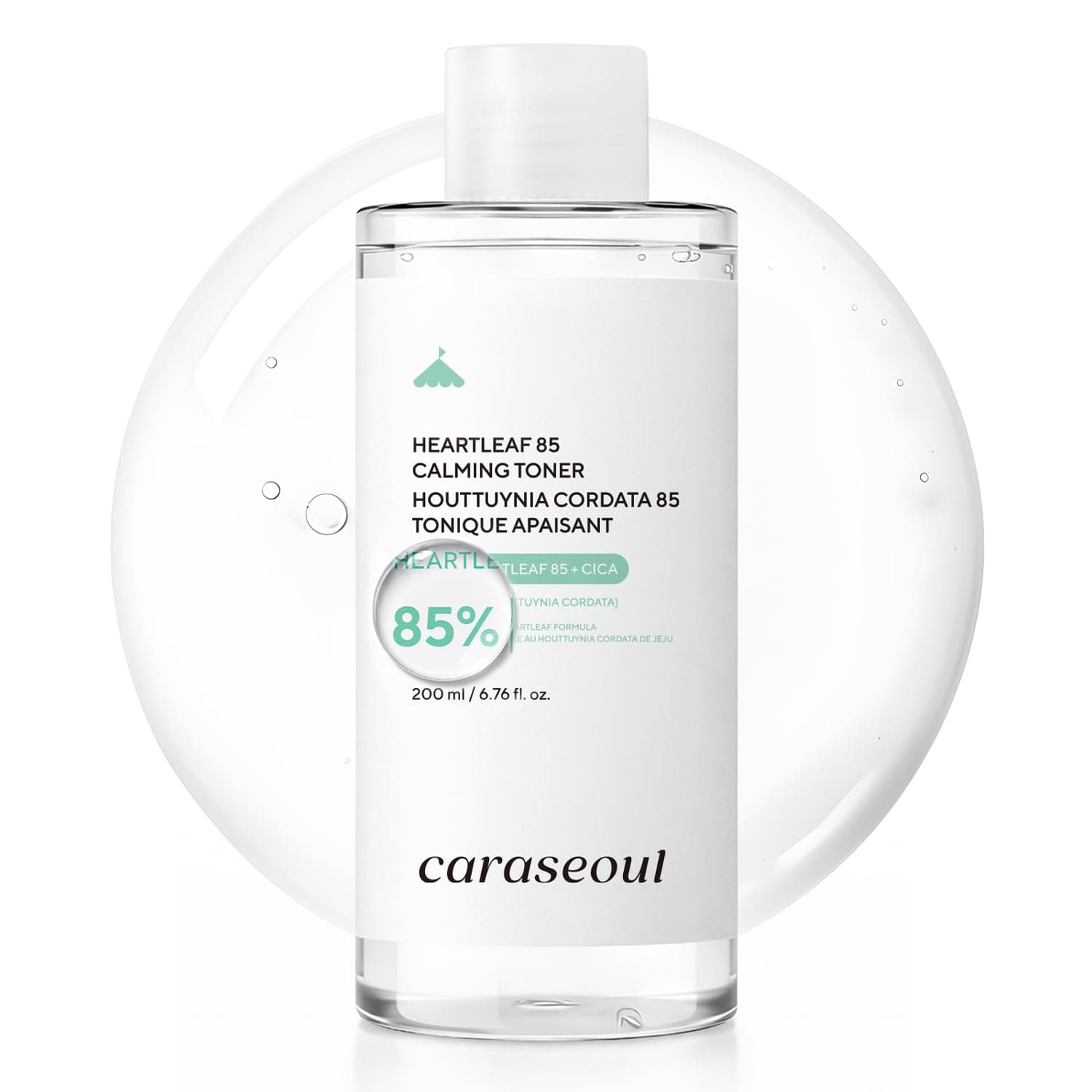 caraseoul Heartleaf 85 Calming Toner for Face, Korean Skin Care Toner with 85% Heartleaf Extract, Hydrating & Soothing Care for Sensitive Skin, pH Balanced, Vegan, 200 ml / 6.76 fl oz