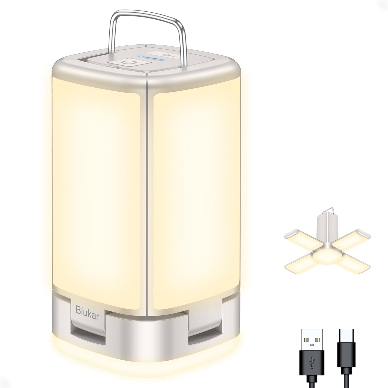 Blukar Camping Lantern Rechargeable, 2000 Lumen Camping Lights Lamp for Tent,Super Bright 116 LEDs-7 Light Modes,4800mAh Long Battery Life,90°Adjustable,Outdoor Hanging Tent Accessories for Emergency