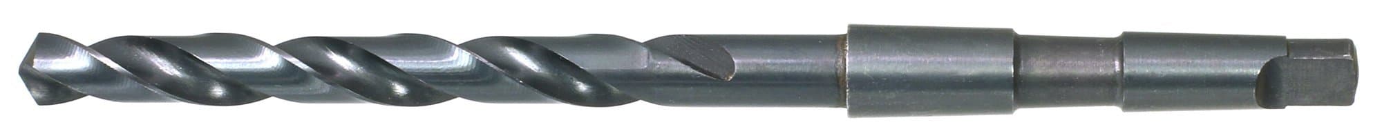 Drillco 1400 Series High-Speed Steel Taper Shank Drill Bit, Black Oxide Finish, Morse Taper Shank, Spiral Flute, 118 Degree Conventional Point, 1-15/64" Size