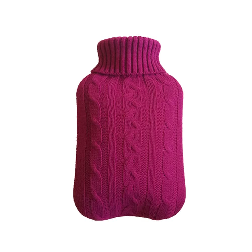 1PCS 2000ml Hot Water Bottle Knitted Cover,Wine Red Cover