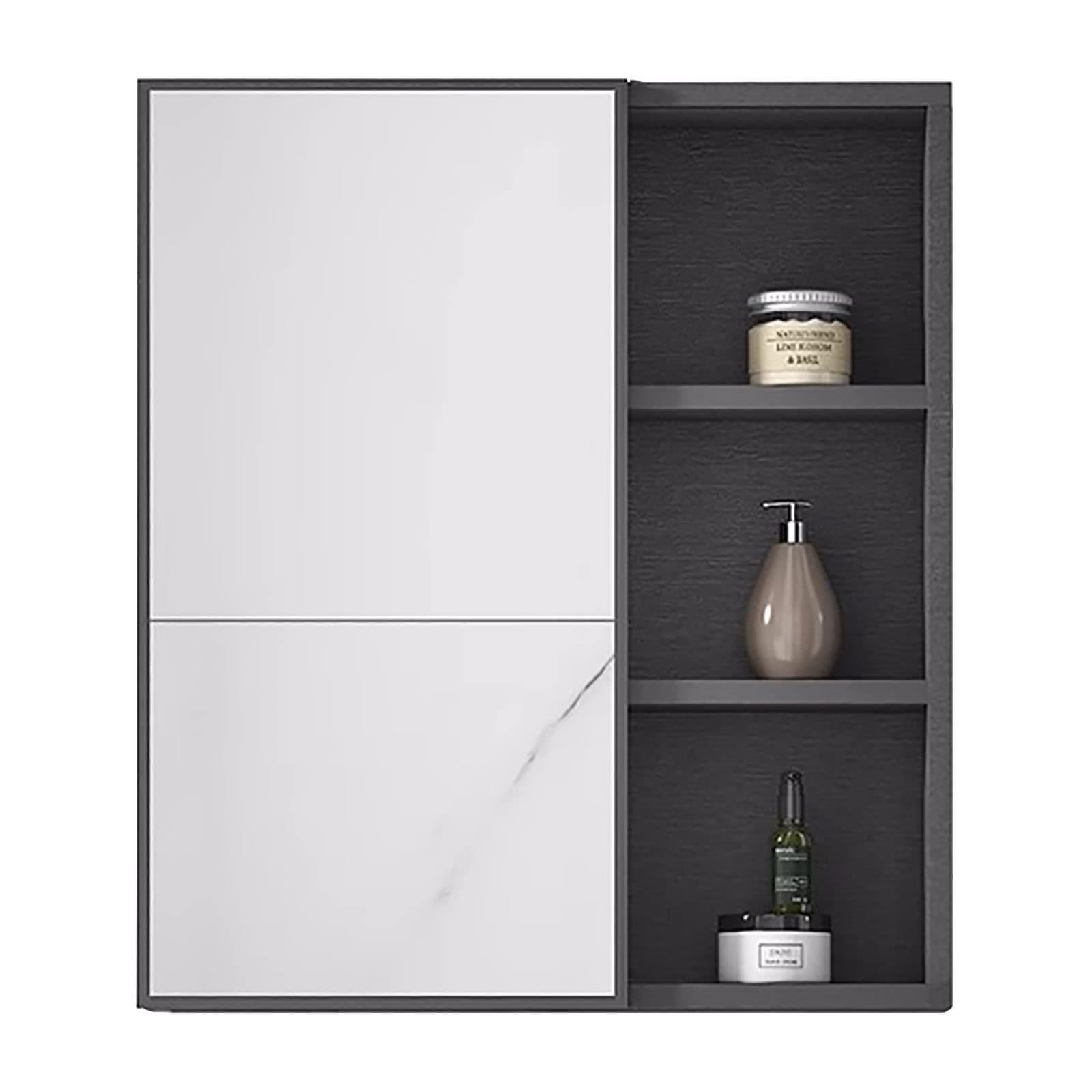 Grey Bathroom Mirror Cabinet Wall Mount Medicine Cabinet for Bathroom, Bedroom, Hallway, Aluminum Storage Cabinet with Single Door 23.5 * 27.5 * 5.8 Inch