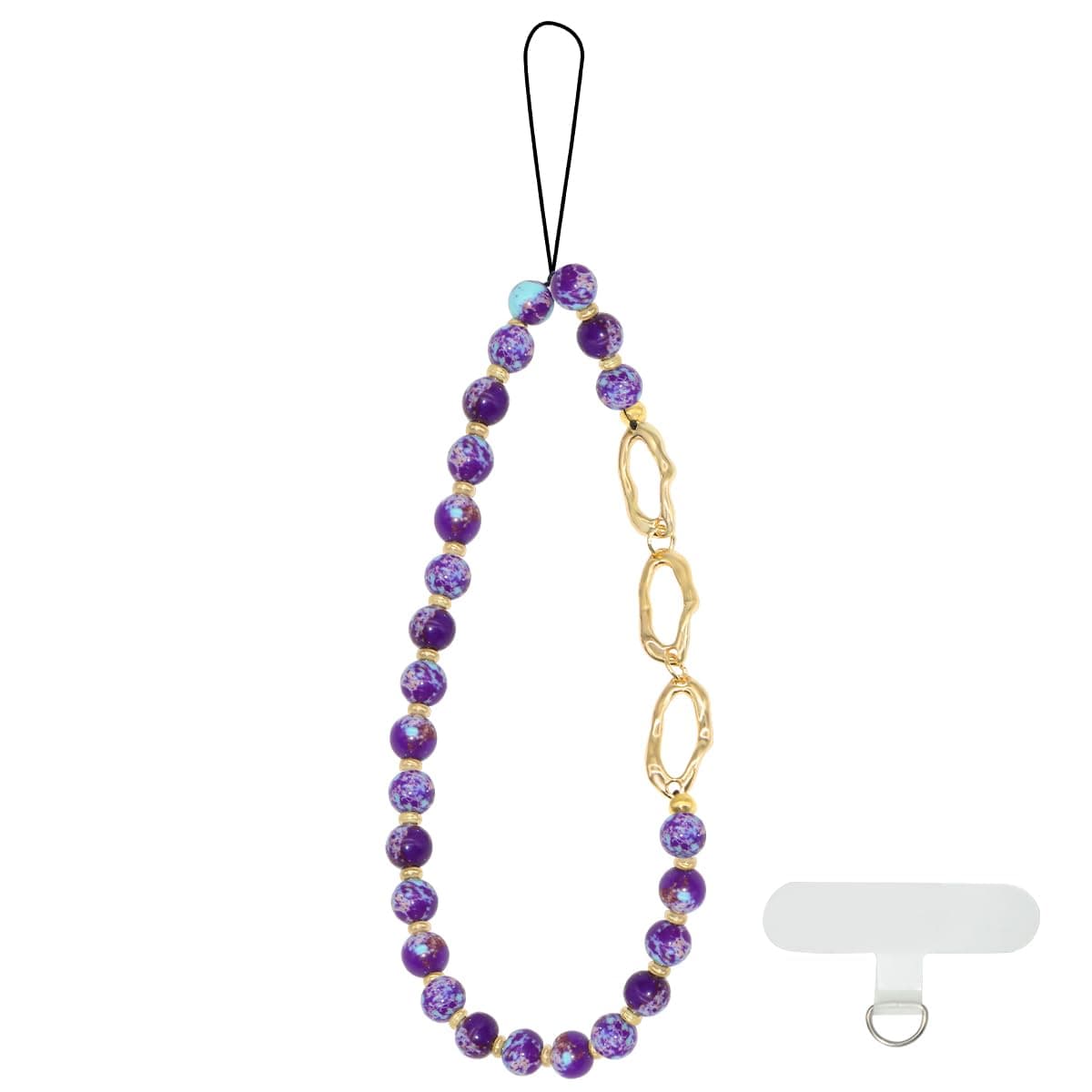 C&L Accessories Beaded Phone Charm Detachable Anti-Lost Lanyard Chain Wrist Strap Natural Gemstone Cell Phone Wristlet, Gemstone, multi color amber