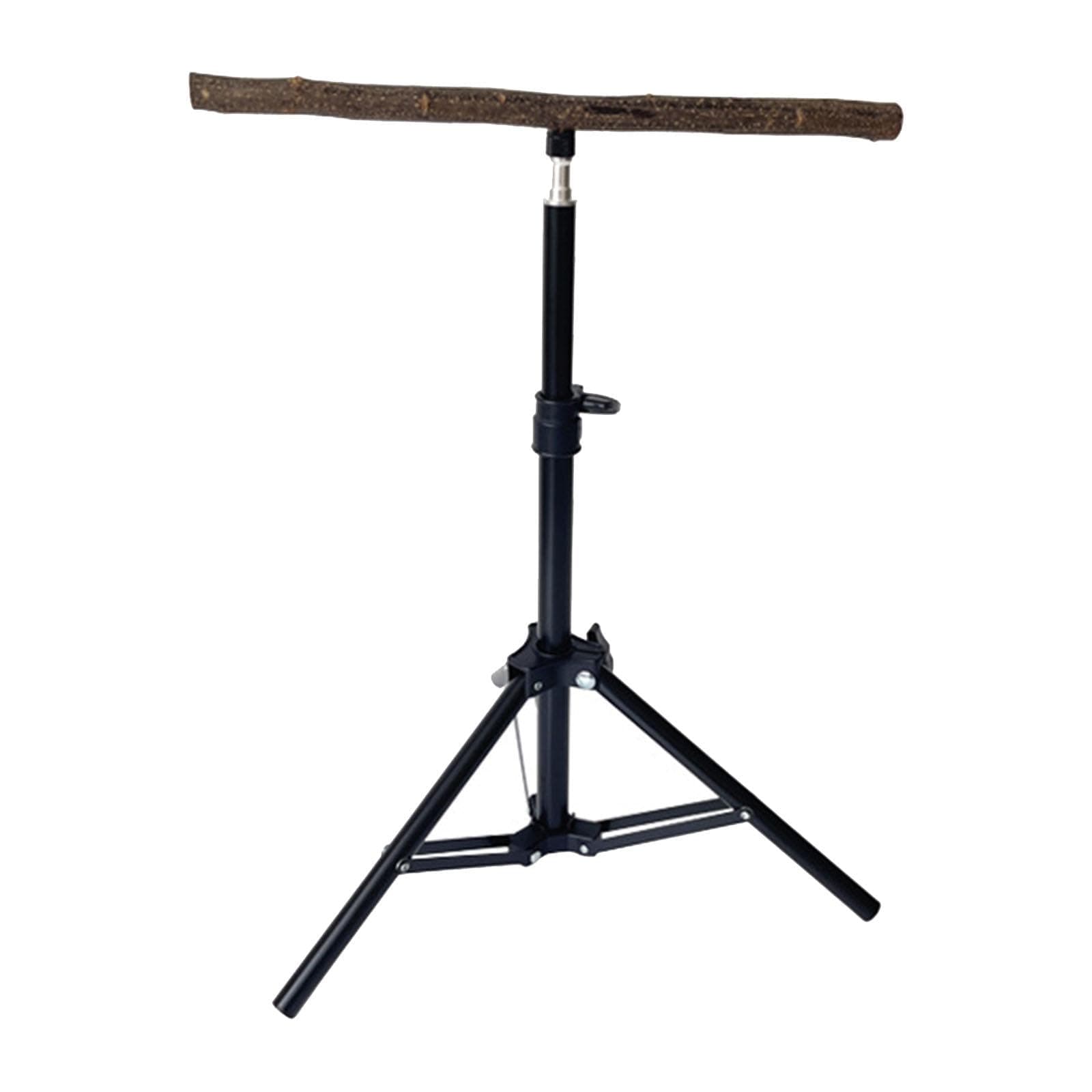 Fenteer Wooden Parrot Perch Height Adjustable Tripod Interactive Toy Parrot Floor Stand Pet Accessories for Parakeets Budgies Macaws