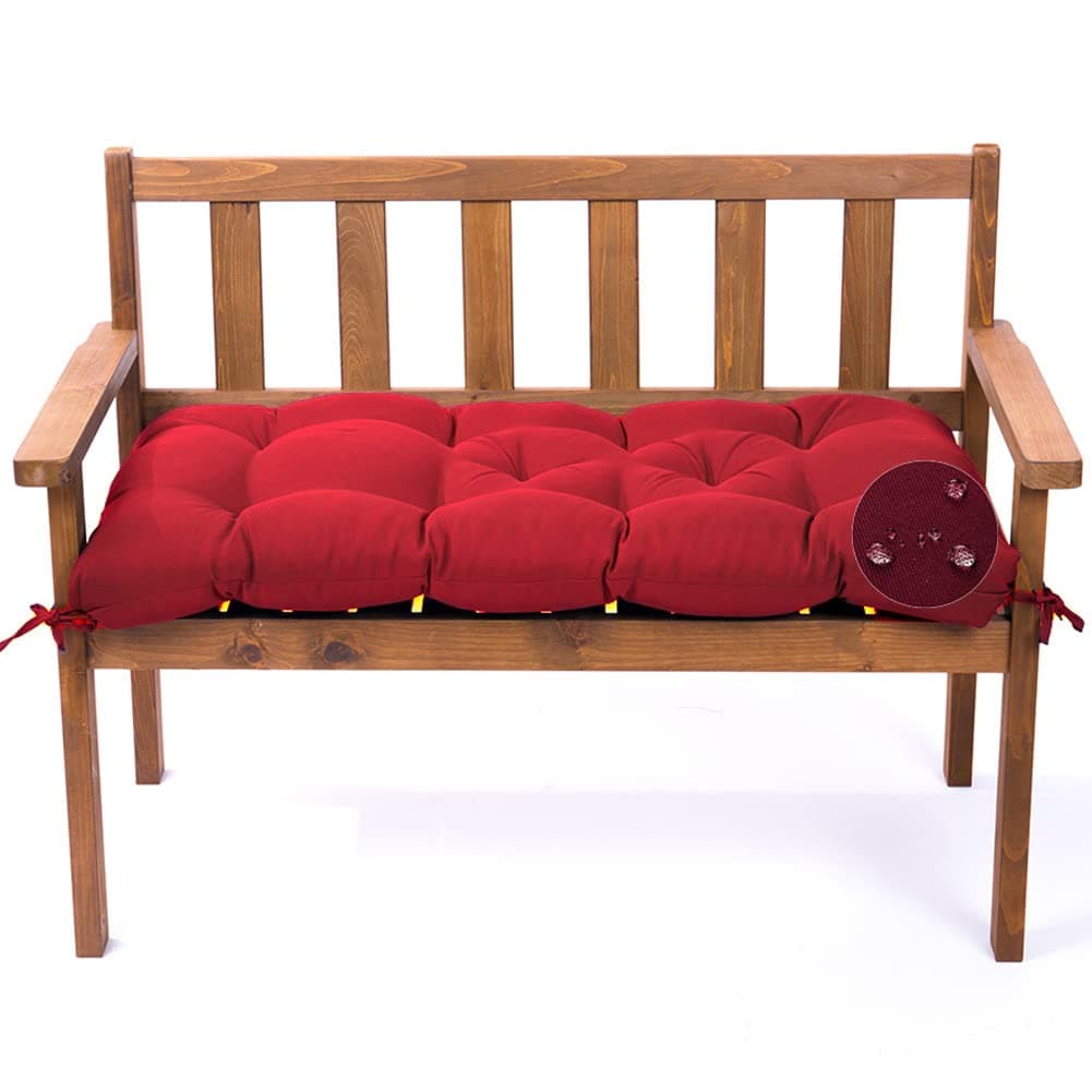 Outdoor Bench Cushion, Waterproof Swing Cushion Bench Seat Cushion, Swing Chair Replacement Seat Pads Cushion Pillow for Lounger Garden Furniture Patio Metal Wooden Bench (Wine Red, 39.37x20in)