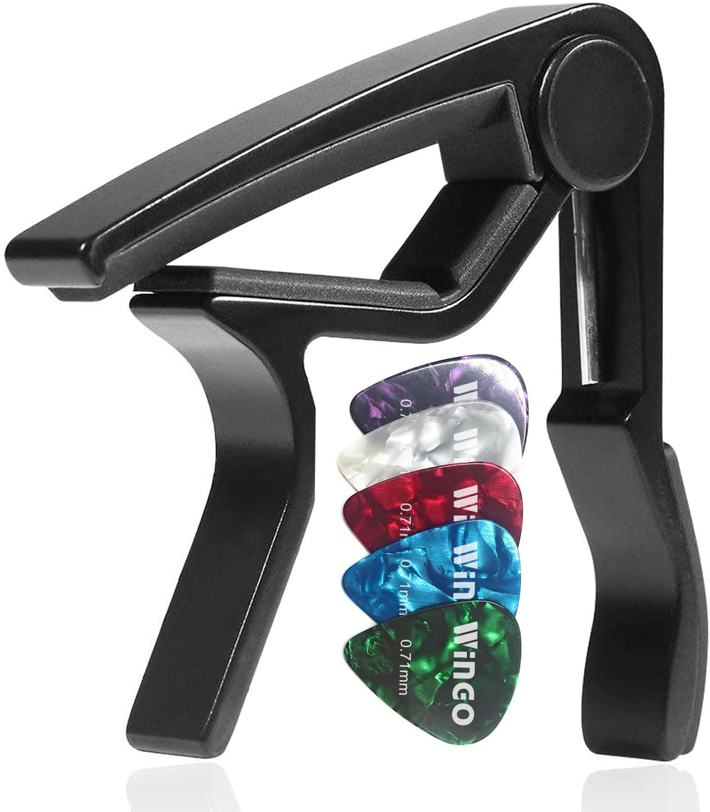 WINGO Guitar Capo for Acoustic and Electric Guitars with 5 Picks for Free, Red.