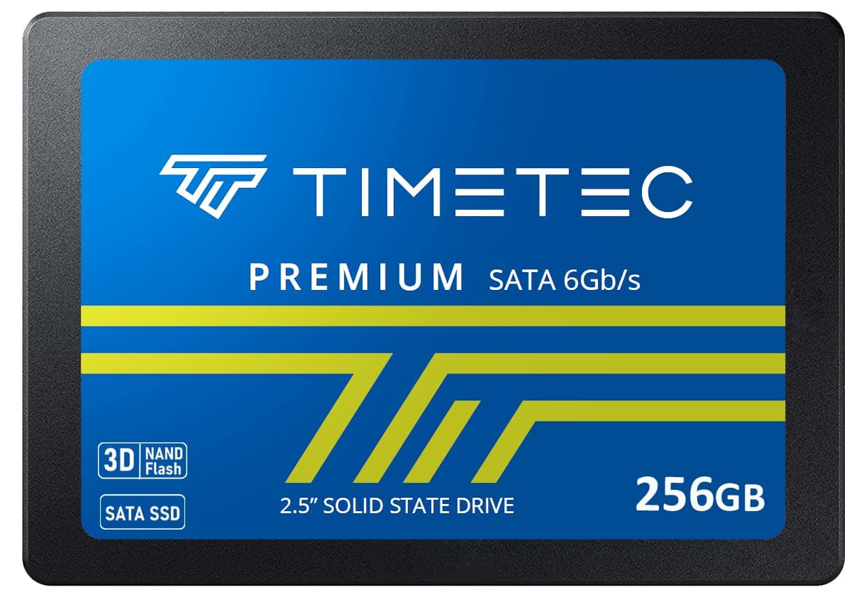 Timetec 256GB SSD 3D NAND SATA III 6Gb/s 2.5 Inch 7mm (0.28") Read Speed Up to 550 MB/s SLC Cache Performance Boost Internal Solid State Drive for PC Computer Desktop and Laptop (256GB)