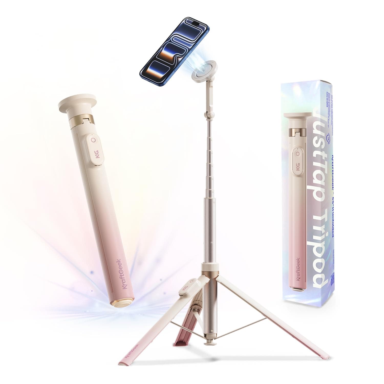 KraftGeek Magnetic Phone Tripod for iPhone, JustTap Tripod for MagSafe