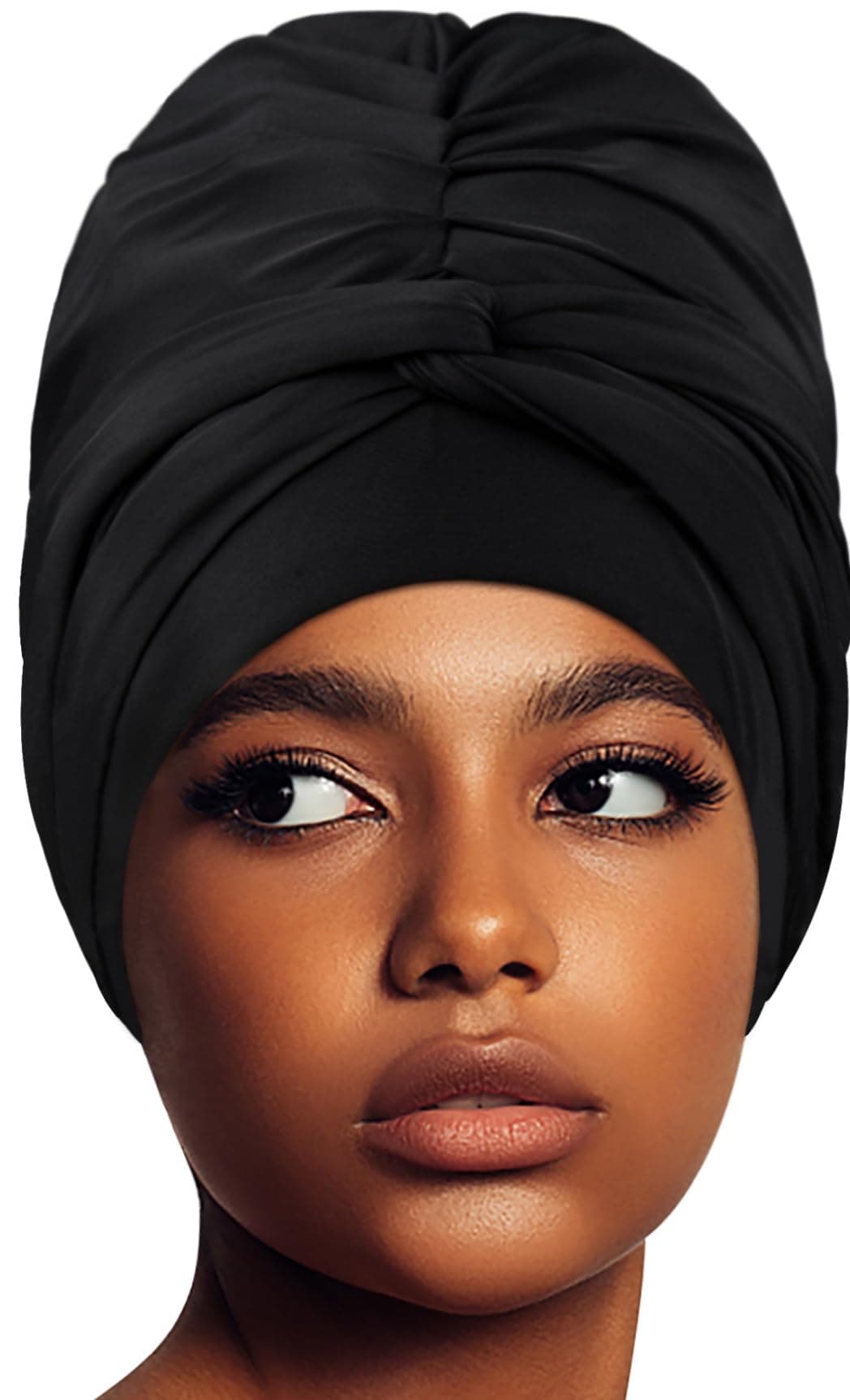 Gorro de natación Impermeable con Forro de Silicona para Trenzas y rastas, Gorro de natación de Pelo Largo para Mujeres y jóvenes, Gorros de natación Grandes, Grande, Negro