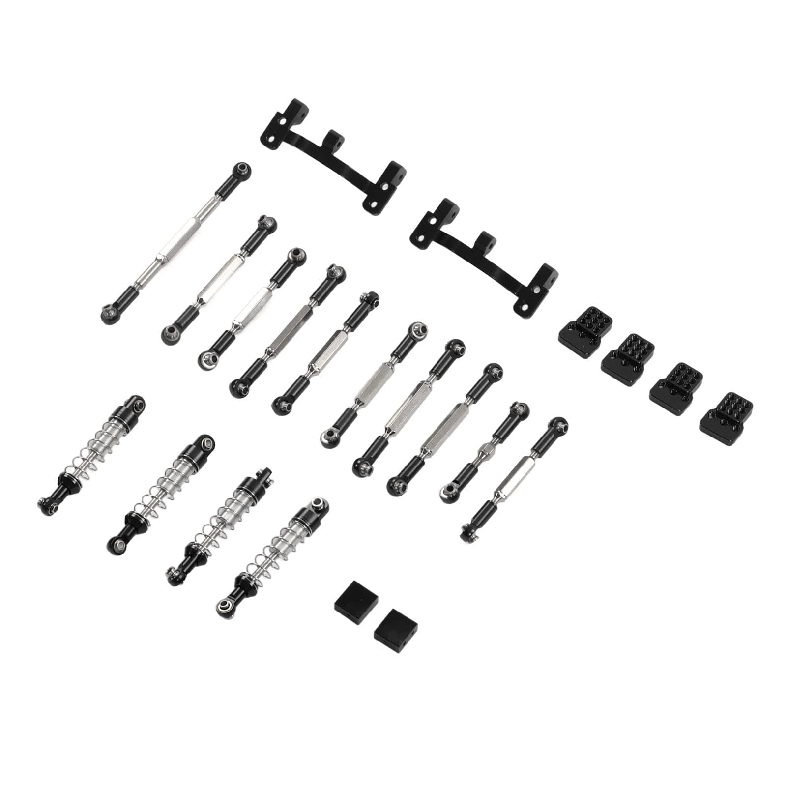 RC Car Spare Parts Kit, Durable Upgrade Pull Rod Set for WPL C24 C14 Aluminum Alloy Black 123 Piece