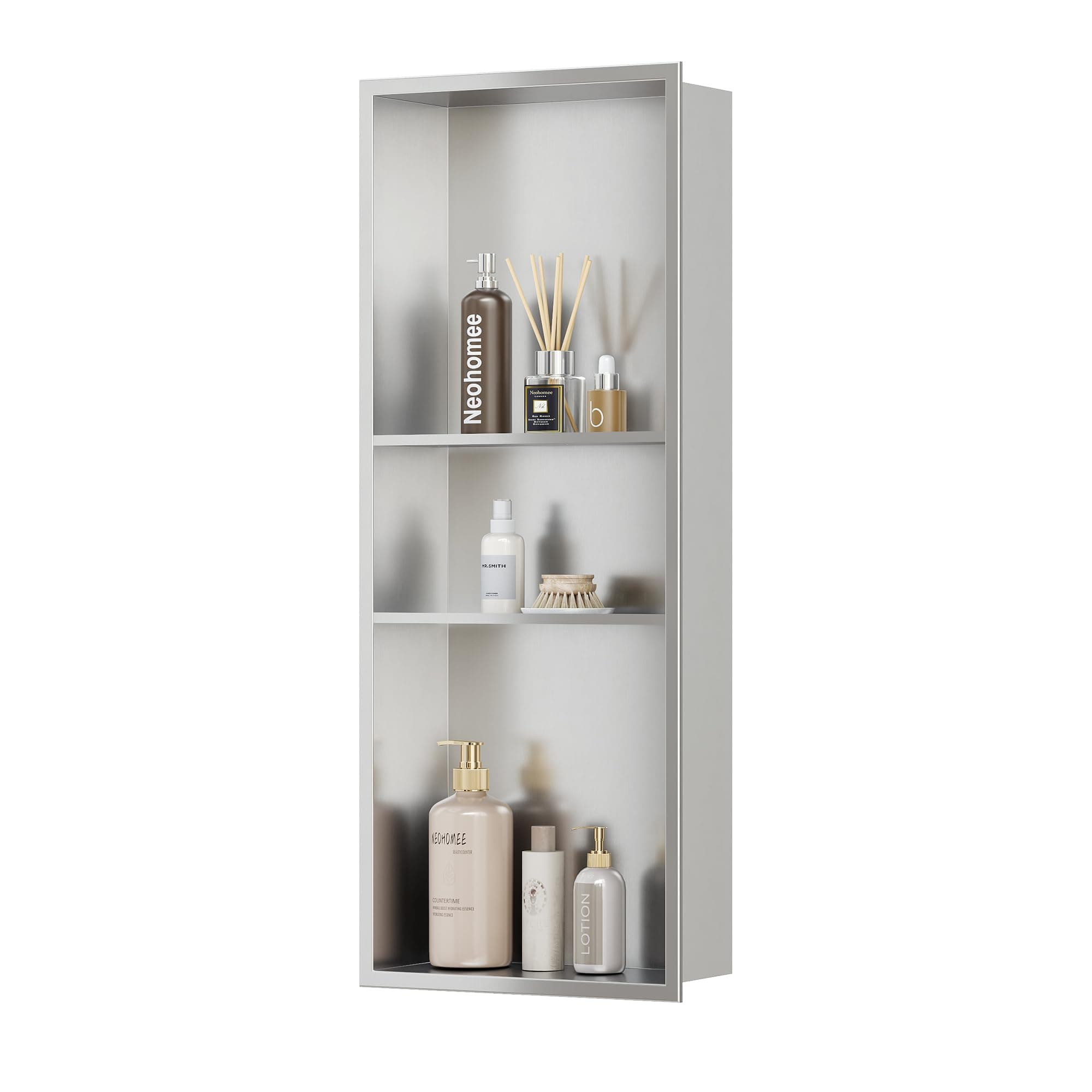 Neodrain 3-Tier Brushed Recessed Shower Niche, 30X12 Inch Wall Niche