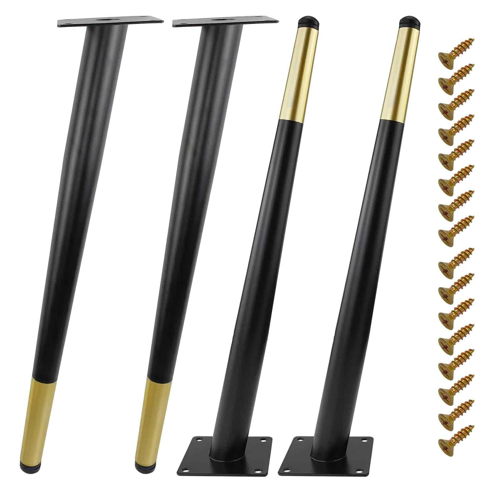 16 Inch Black & Gold Metal Furniture Legs for Chairs Sofas & Cabinets