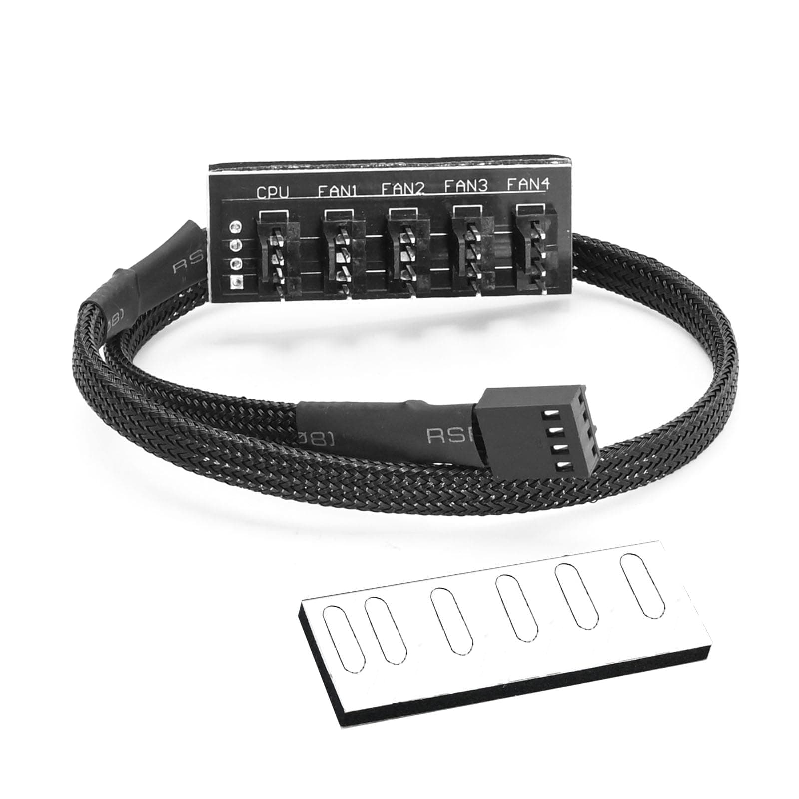 Anxingo 4 Pin PWM Fan Hub Splitter 1 to 5 Way Extension Cable for 4-Pin & 3-Pin PC CPU Cooling Case Fan Splitter Hub Adapter 15.7 Inches Black Sleeved Braided Cable (1 Pack)