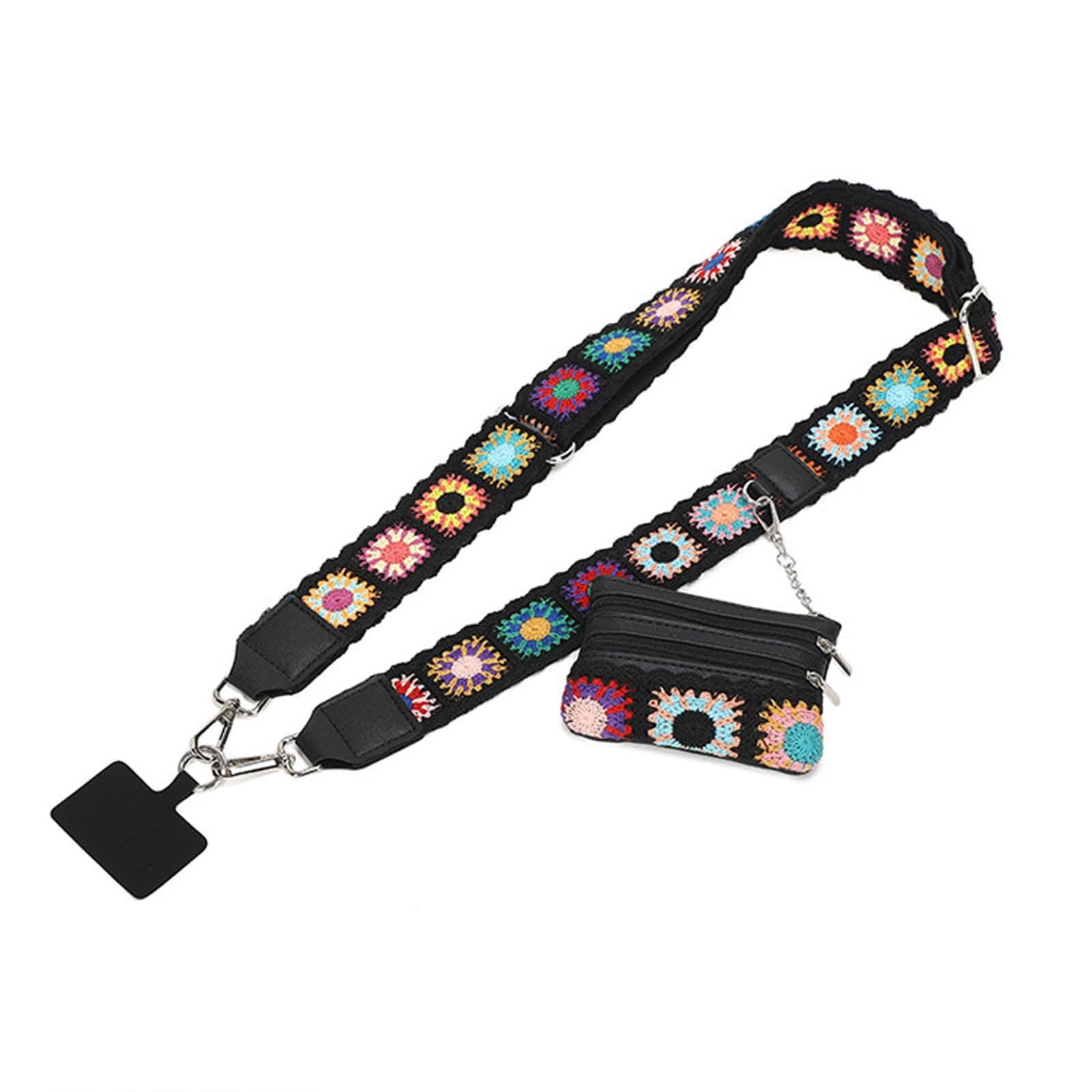 Phone Strap Crossbody with Zippered Pouch, 3 in 1 Funtional Detachable Phone Strap with Wallet, Phone Lanyard for Around The Neck or Wrist