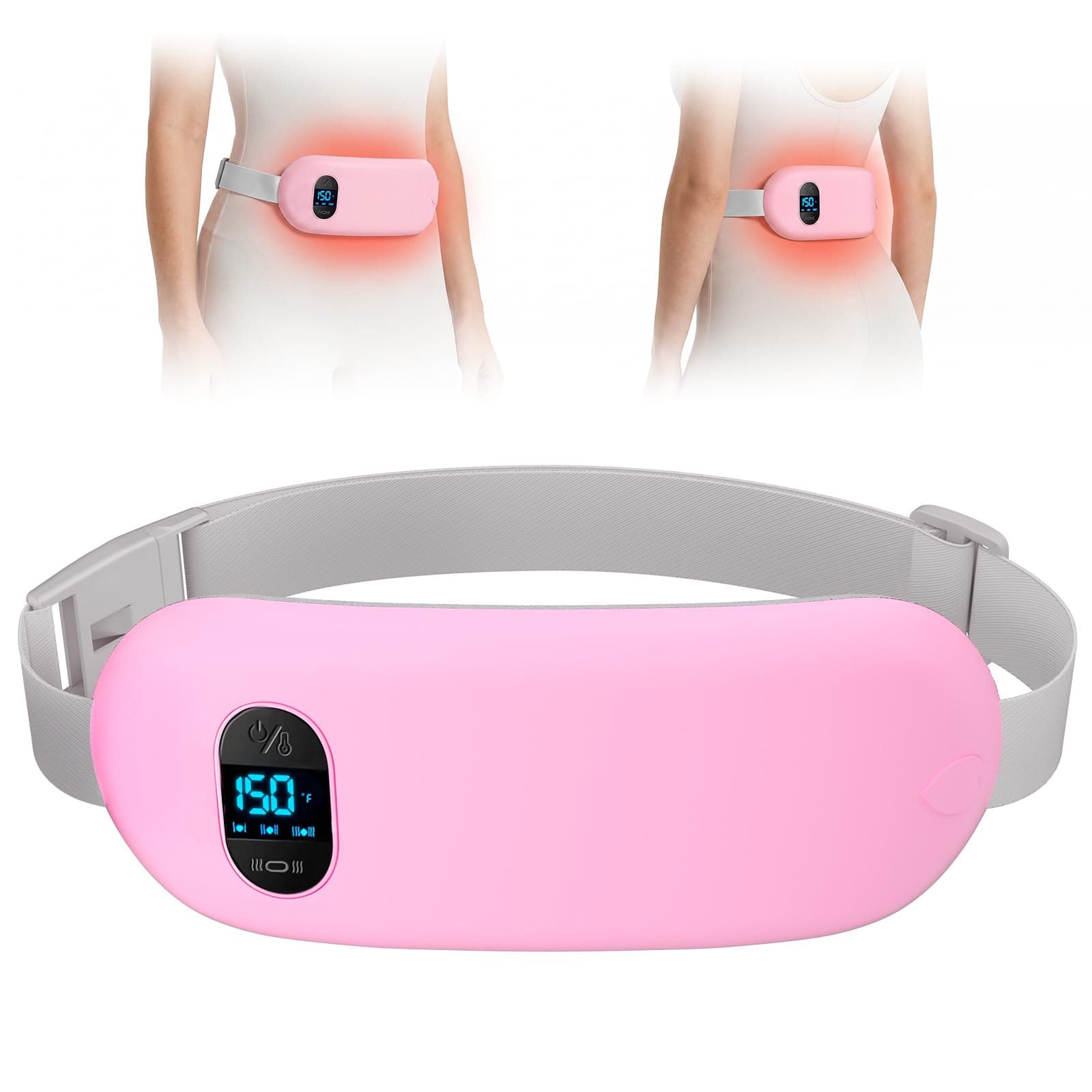 Portable Electric Heating Pad for Cramps, Upgraded Cordless Period Fast Heating Pad for Back Menstrual Belt 6 Heat 6 Vibration Modes Gifts for Women Girl Her Girlfriend