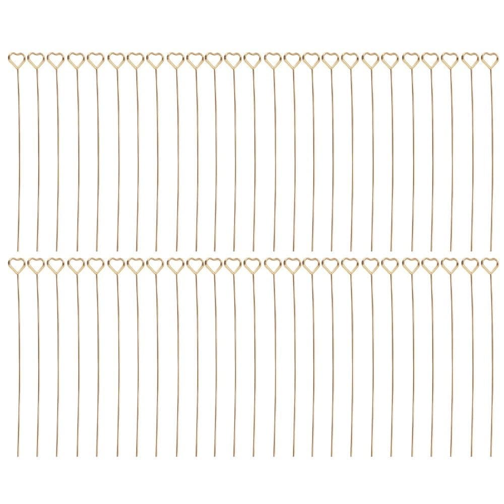 MOPFOL Golden Metal Wire Photo Holders - 6 Inch Reusable Floral Picks Clip Cards Holder for Wedding Table Name Tags Engagement Party Decor(Heart Shaped)