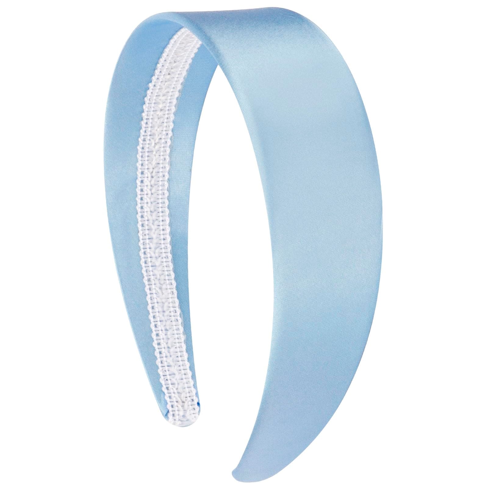 VELSCRUN Bright Blue Headband for Women Girls 1.6 Inch Wide Headbands Satin Head Bands for Womens Hair Solid Simple Holiday Hair Bands Cosplay Halloween Hair Accessories Gifts for Mothers Sisters