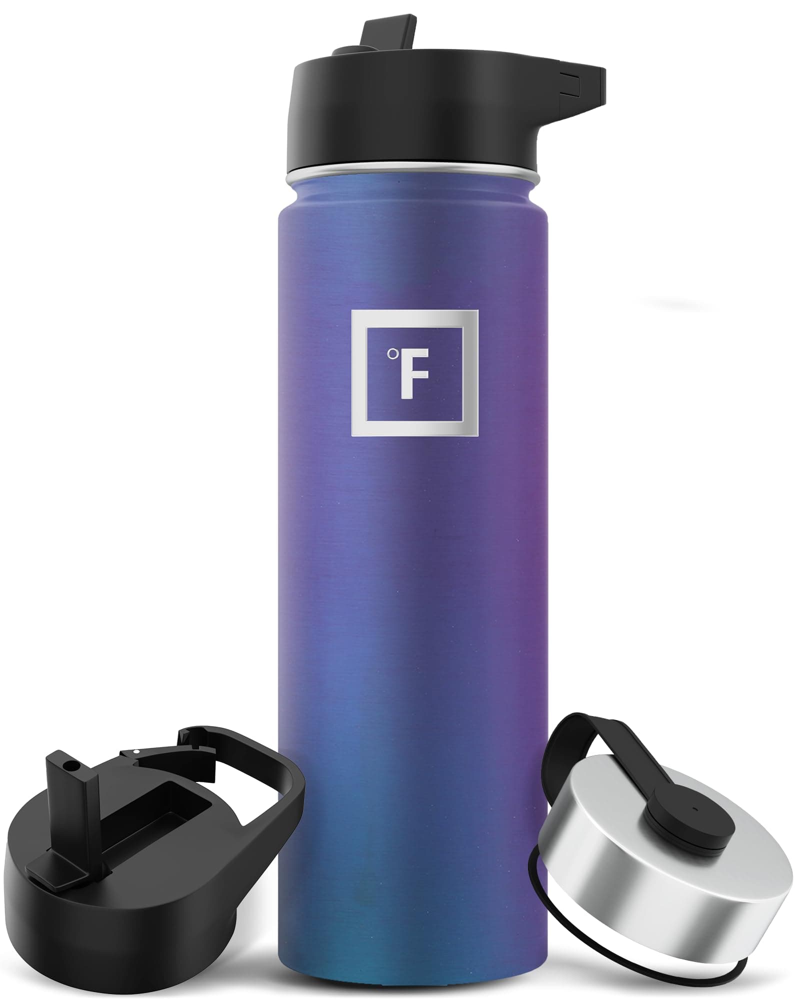 Insulated Water Bottle with Straw - 22/32/40/64 oz with 3 Lids - Stainless Steel Double Walled Camping & Hiking Hydration Flask - Vacuum Leak Proof BPA Free - Travel Sports Gym