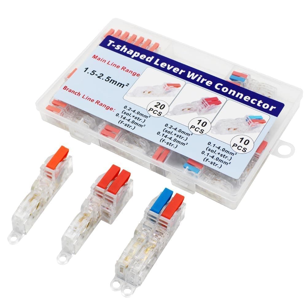 YQSIYU Compact T Tap Wire Connectors Easy Opening Lever Nut Wire Connectors Fit 16-14AWG, 3 Different Types 2,3,4 Ways T Tap Kit, Wire Connectors Solid Connection.