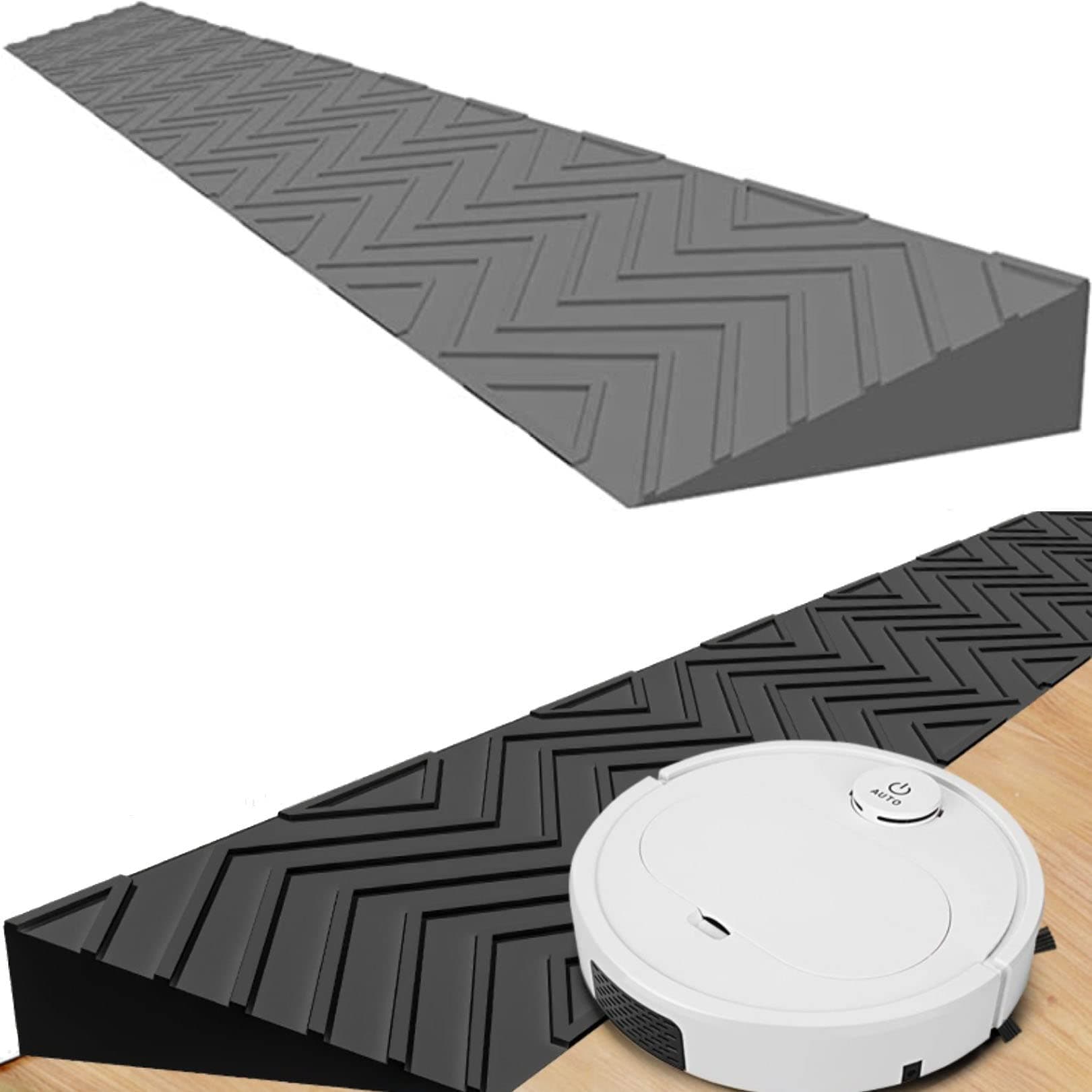 1pc 2 Inch Heavy Duty Rubber Threshold Ramp for Doorways - Portable Non-Slip Wheelchair Ramp for Easy Access(Gray,100 * 7 * 1CM)