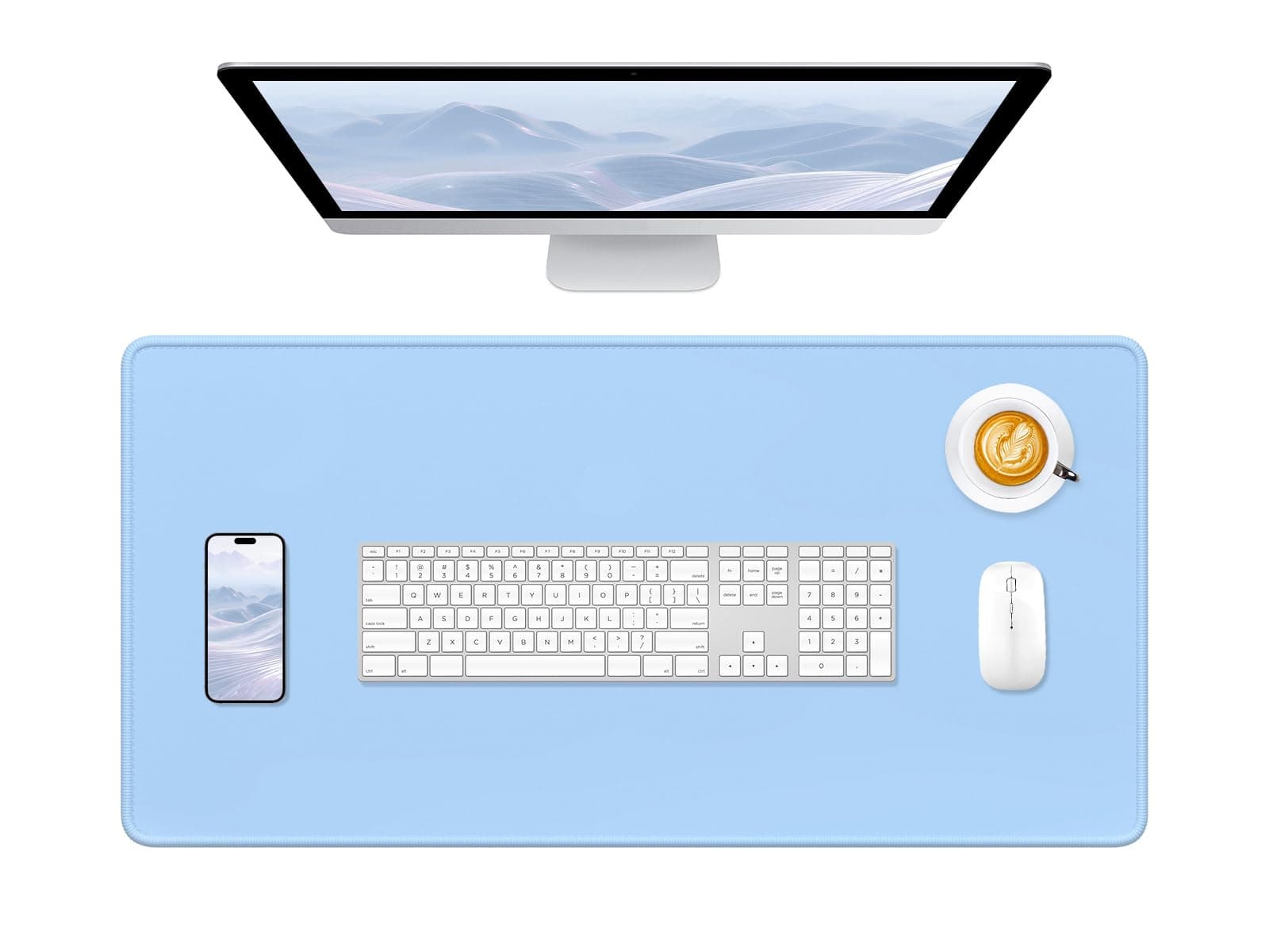 Hsurbtra Large Extended Desk Pad, 80x40 cm, Sky Blue