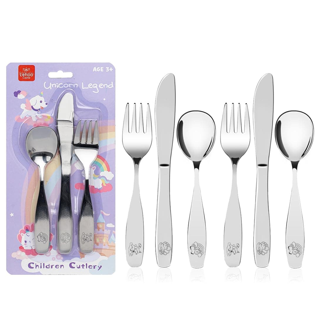 Lehoo Castle Kids Utensils Stainless Steel, Unicorn Silverware