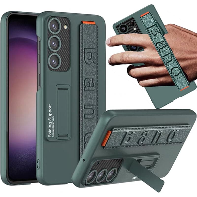 NINKI for Samsung Galaxy S25+ Plus Case with Kickstand & Handle,Shockproof Cover S25 Plus Grip Case Galaxy S25 Plus Phone Case Strap,Slim Galaxy S25 Plus Kickstand Case for S25 Plus Cases Band Green