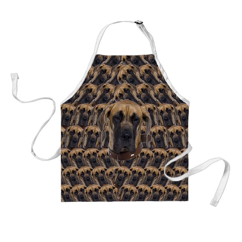Funny Dog Great Dane Apron Pet Animal Faces Heads Chef Kitchen Baking Apron, Great Dane, 29"(73cm) x 34"(86cm)