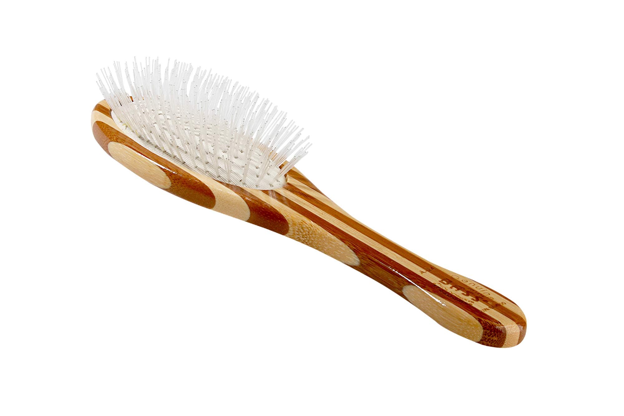 Bass Brushes | Ultra-Flex | Style & Detangle Pet Brush | Ultra-Flex Nylon Bristle | Pure Bamboo Handle | Full Oval | Striped Finish | Model A24-SB