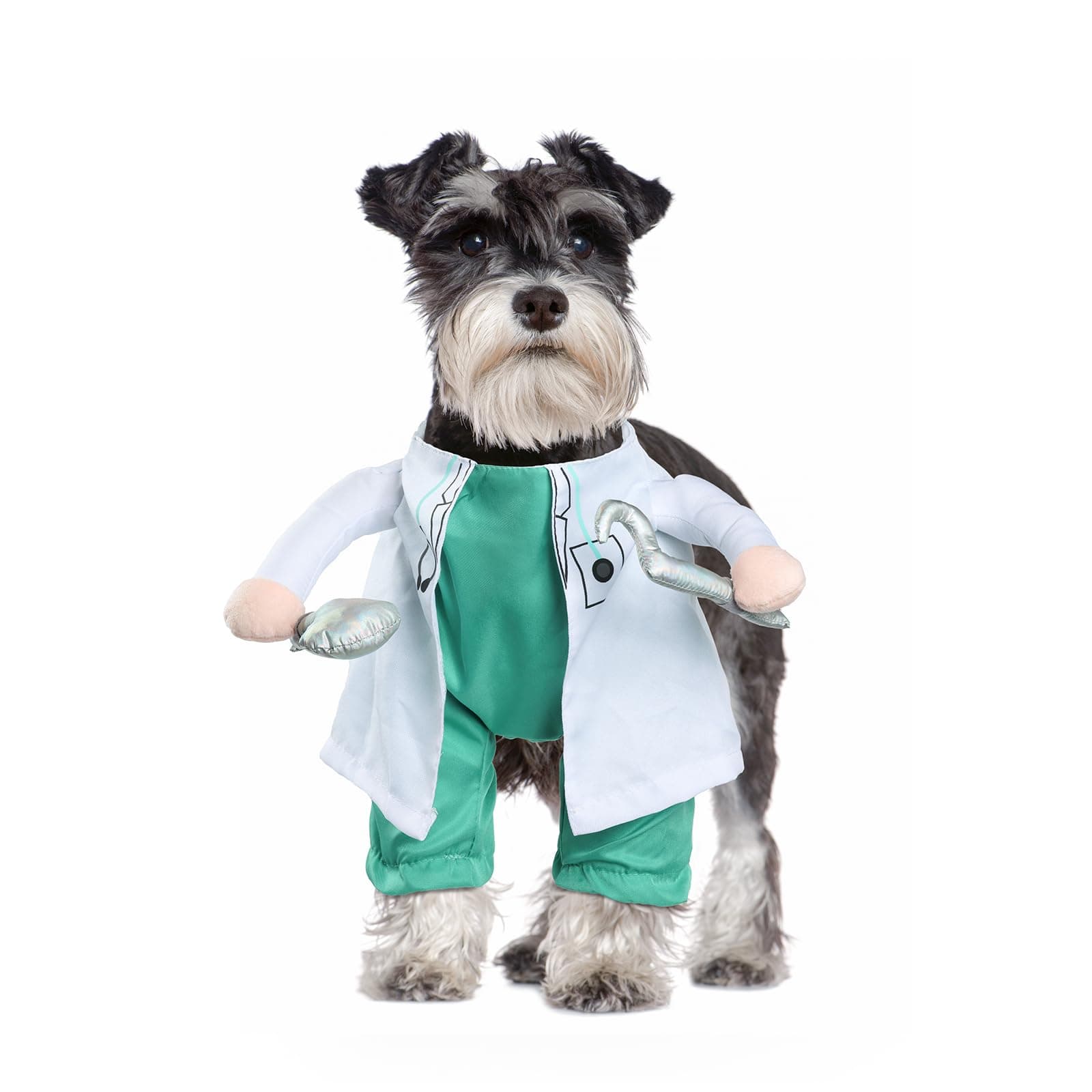 DELIFUR Dog Halloween Dentist Costume – Pet Doctor Dress Up Costume Funny Apparel Uniform Adjustable Doctor Cosplay Outfit for Small Medium Dog (Small)