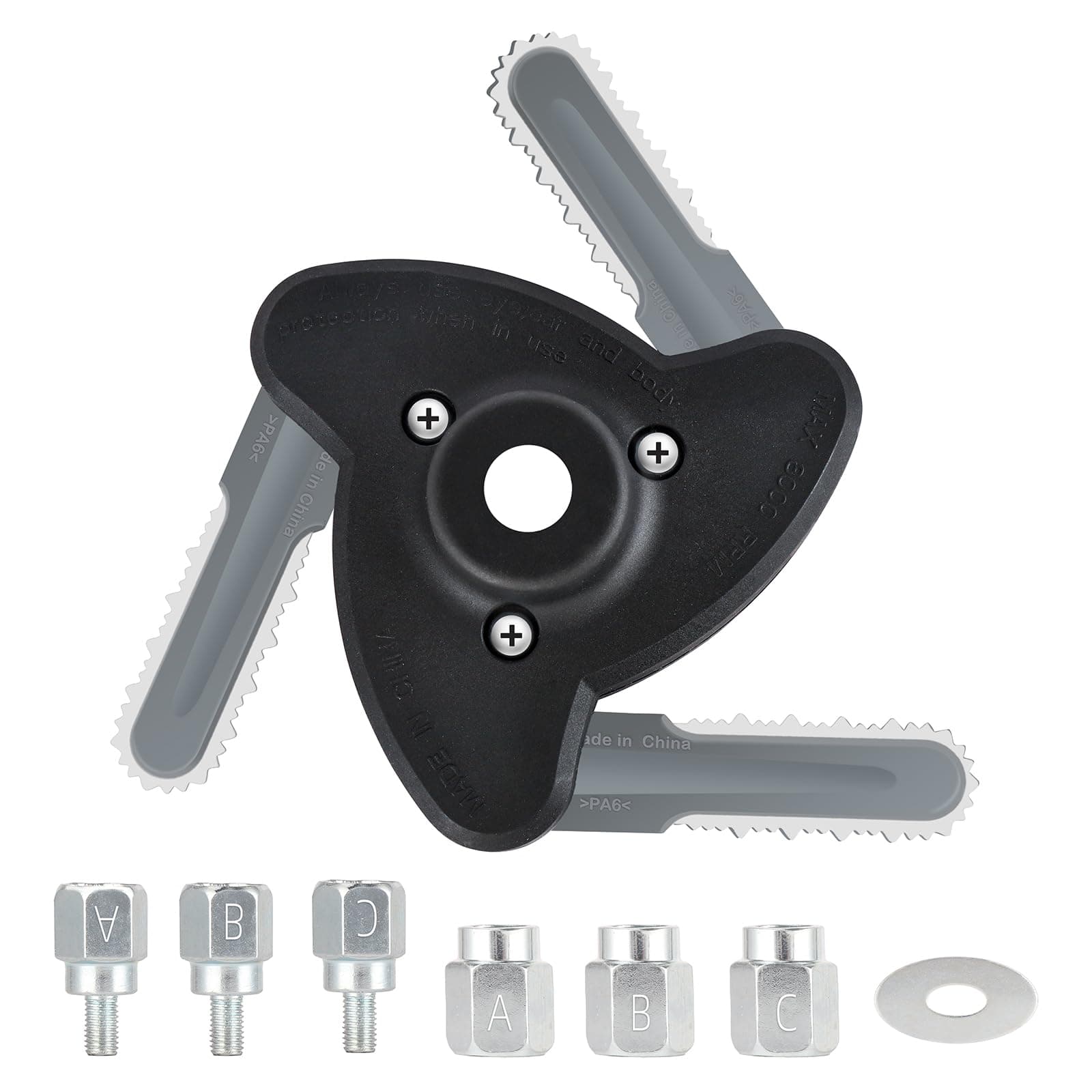Stainless Steel Trimmer Head with Blades, Toussaint Universal Weed Eater Blades 3pcs of Over-Molded Stainless Steel Blades, Replacement for String Trimmers