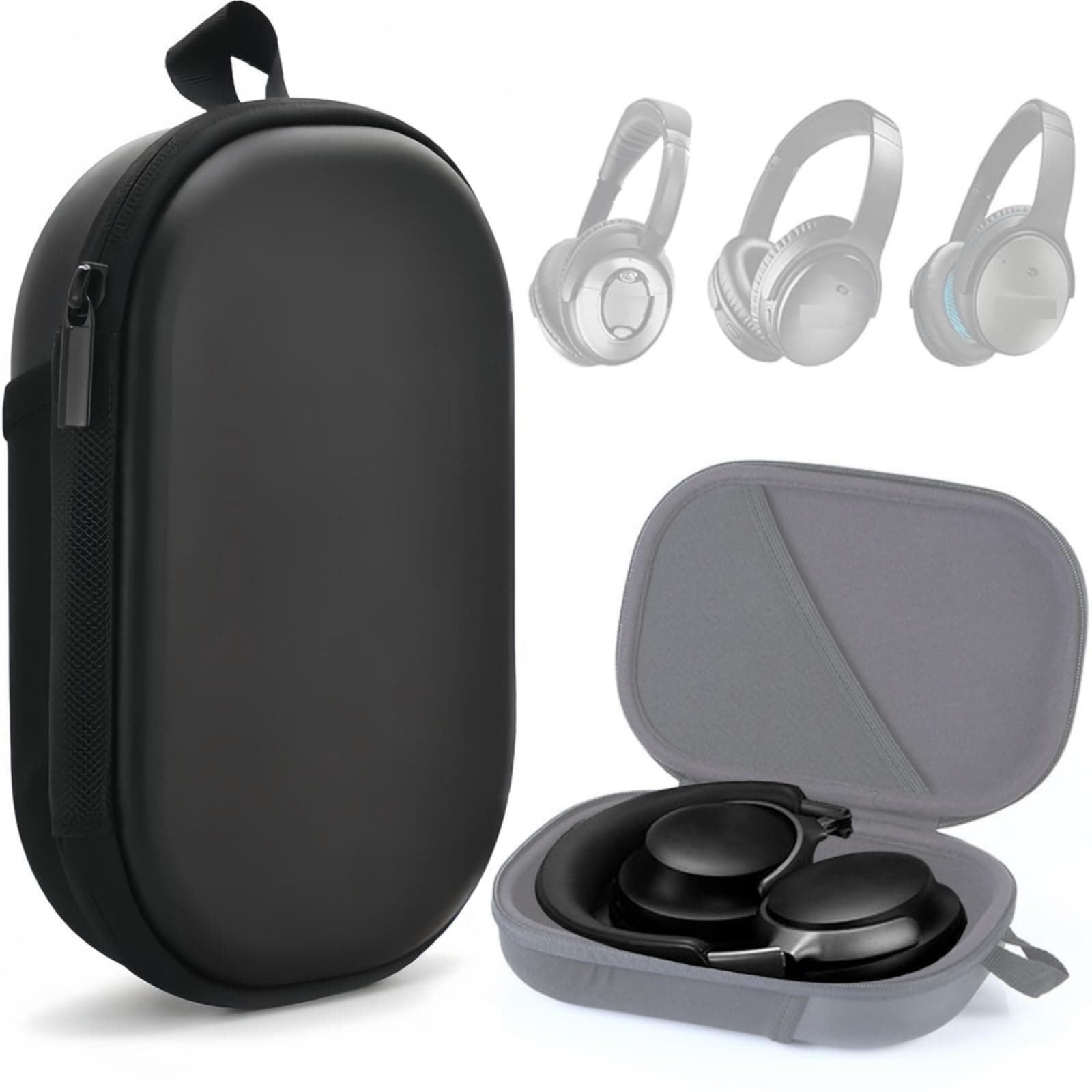 Honlyn Headphones Case for Bose QC45/QC35/QC25/QC15/Ultra Gaming Headset, QC25, PU Hard Shell Travel Carrying Case Bag with Cable Storage for Bose QC45 II, QC35 II Accessories
