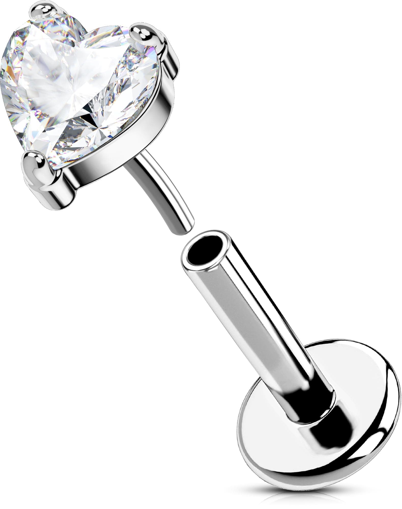 OUFER Body Piercing Helix Piercing Earring Stud 16G Labret Piercing 316L Push in Stainless Steel Lip Tragus Conch Piercing Jewellery