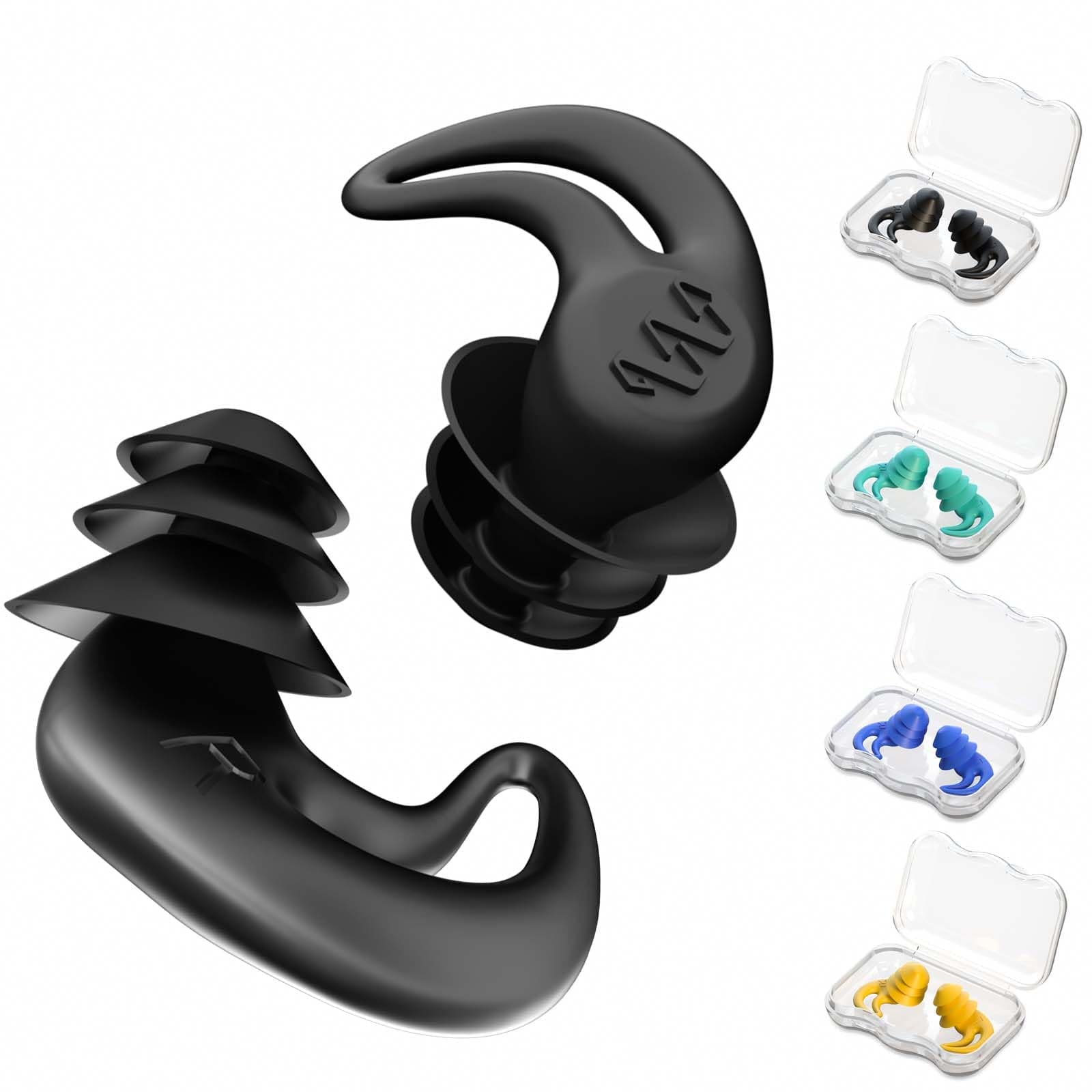 Swimming Ear Plugs for Adults Kids, 4 Pairs Silicone Earplugs Water Sports