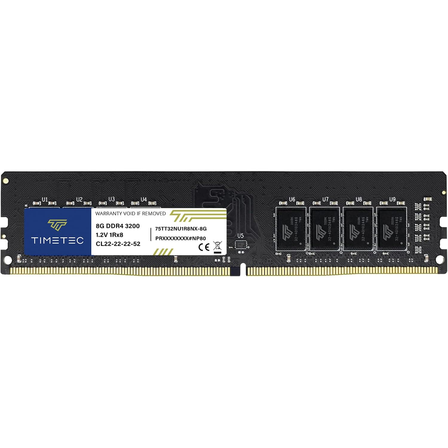 Timetec Advanced 8GB DDR4 3200MHz (PC4-3200AA) PC4-25600 UDIMM Desktop RAM – 288-Pin 1.2V CL22 Non-ECC Unbuffered DIMM Memory Module Upgrade