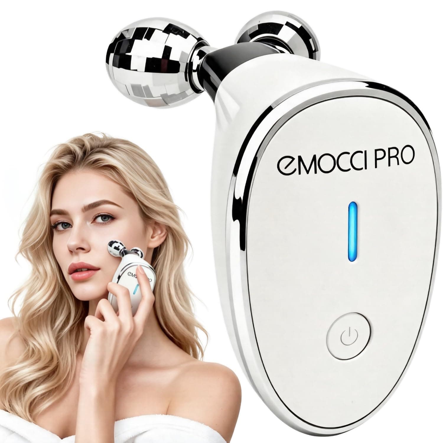 Electric Face Massager, 5 in 1 Facial Roller Massage Tool with Vibration Lifting Device Facial Massager for Neck Body Gua Sha Double Chin Beauty Tool (White)