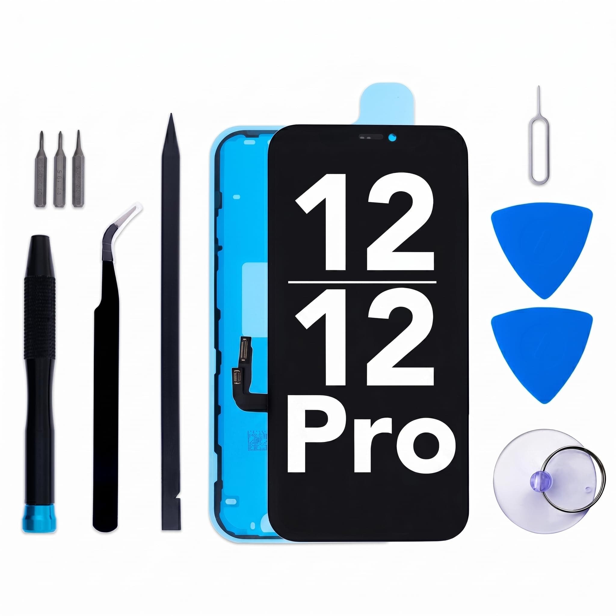 for iPhone 12/12 Pro Screen Replacement Kit - 6.1" LCD Display 3D Touch Digitizer Assembly with Repair Tools and Frame Adhesive (Model A2403/A2172/A2402/A2404/A2407/A2341/A2406/A2408)