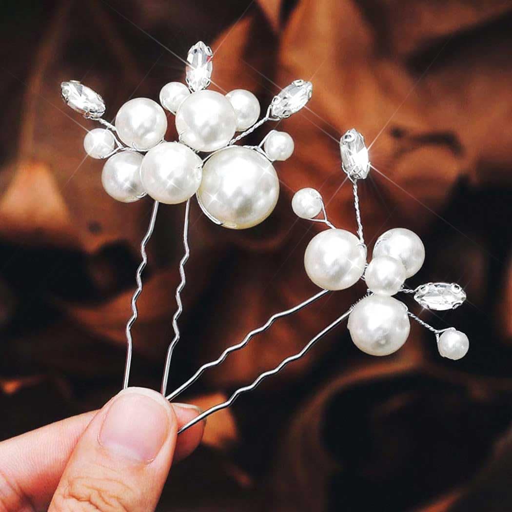 Casdre Pearl Bridal Hair Pins Crystal Bride Hair Piece Wedding Hair