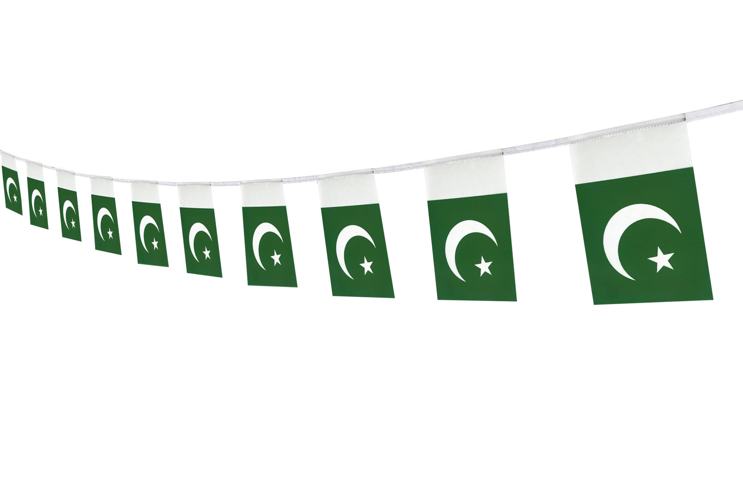 Country String Banner Flag,5.5 x 8.2 Inch String Flag Banner,Indoor and Outdoor Party Decorations,16 ft 20 Mini Flags. (Pakistan)