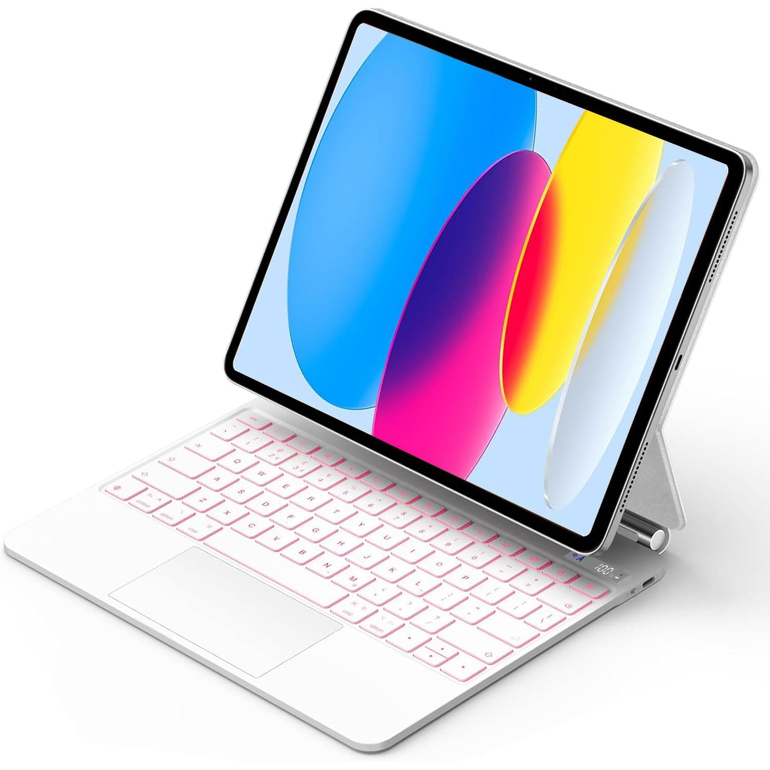 Magic Keyboard for iPad 11th(A16, 2025)/ iPad 10th Gen, Keyboard Case for iPad 11-inch / 10th 10.9", Multi-Touch Trackpad, Floating Cantilever Stand, 7-Color Backlit Keys, White