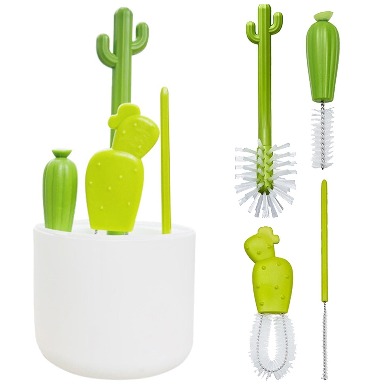 Stainless Cactus Water Bottle Cleaner Set, 4pcs Multi-Functional Bottle Brushes, Cute Water Bottles With Straw Brush, For Narrow Neck Beer Bottles