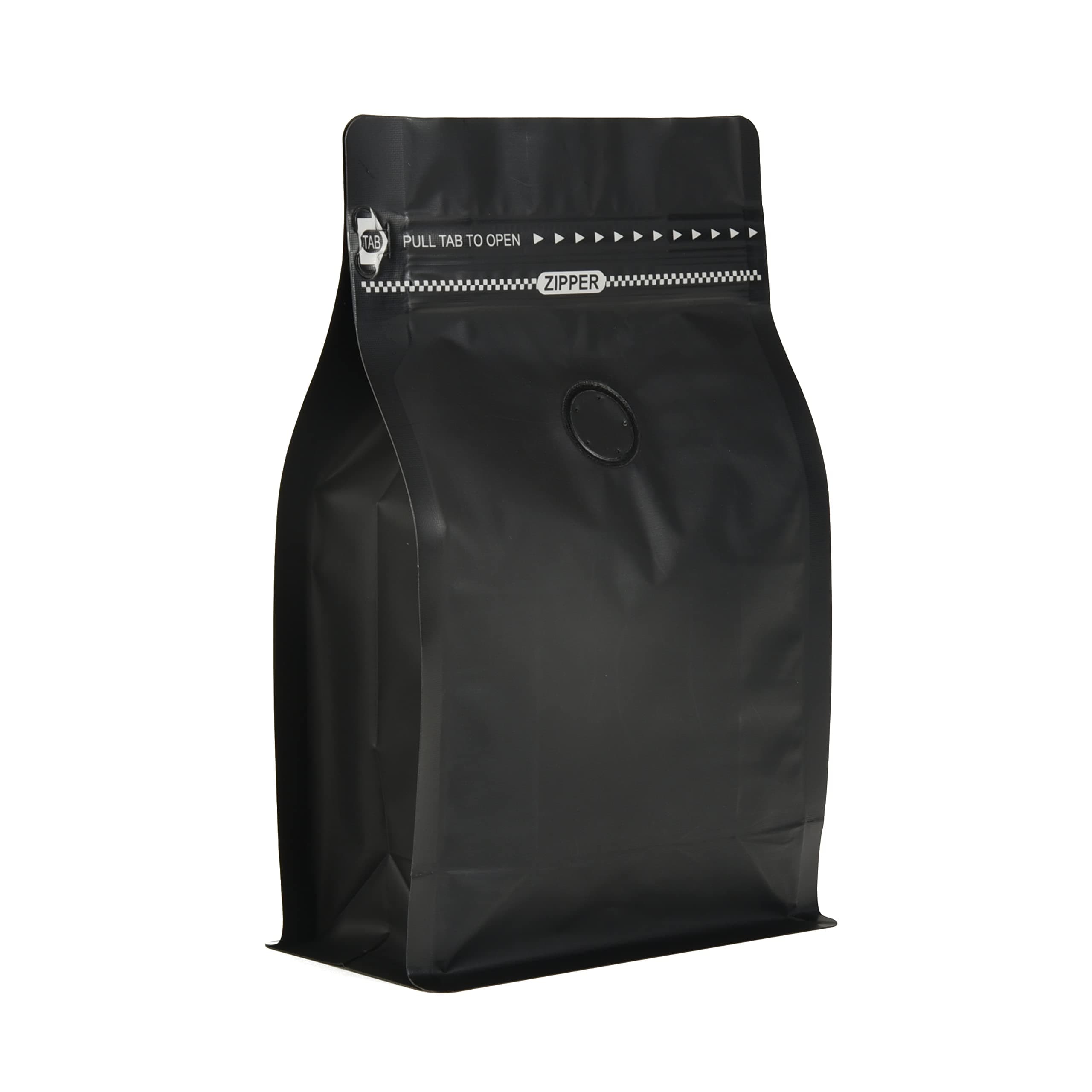 Matte Black Aluminum Foil Coffee Bags - Resealable, Degassing Valve, Flat Bottom Side Gusset Stand-Up Zipper Pouches with Pull-to-Open Tape, 100-Pack (Fits 12oz / 0.75lb / 340g Beans or Ground)