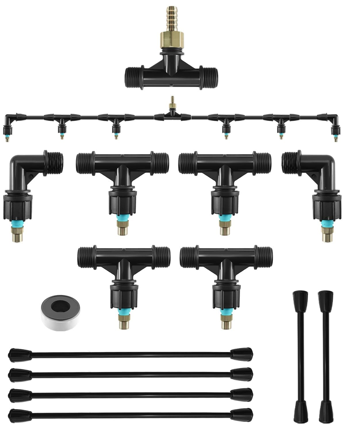 6-Nozzle Boom Wand for ATV Sprayers, 7.5 Ft Poly Spray Bar, 3/8" Brass
