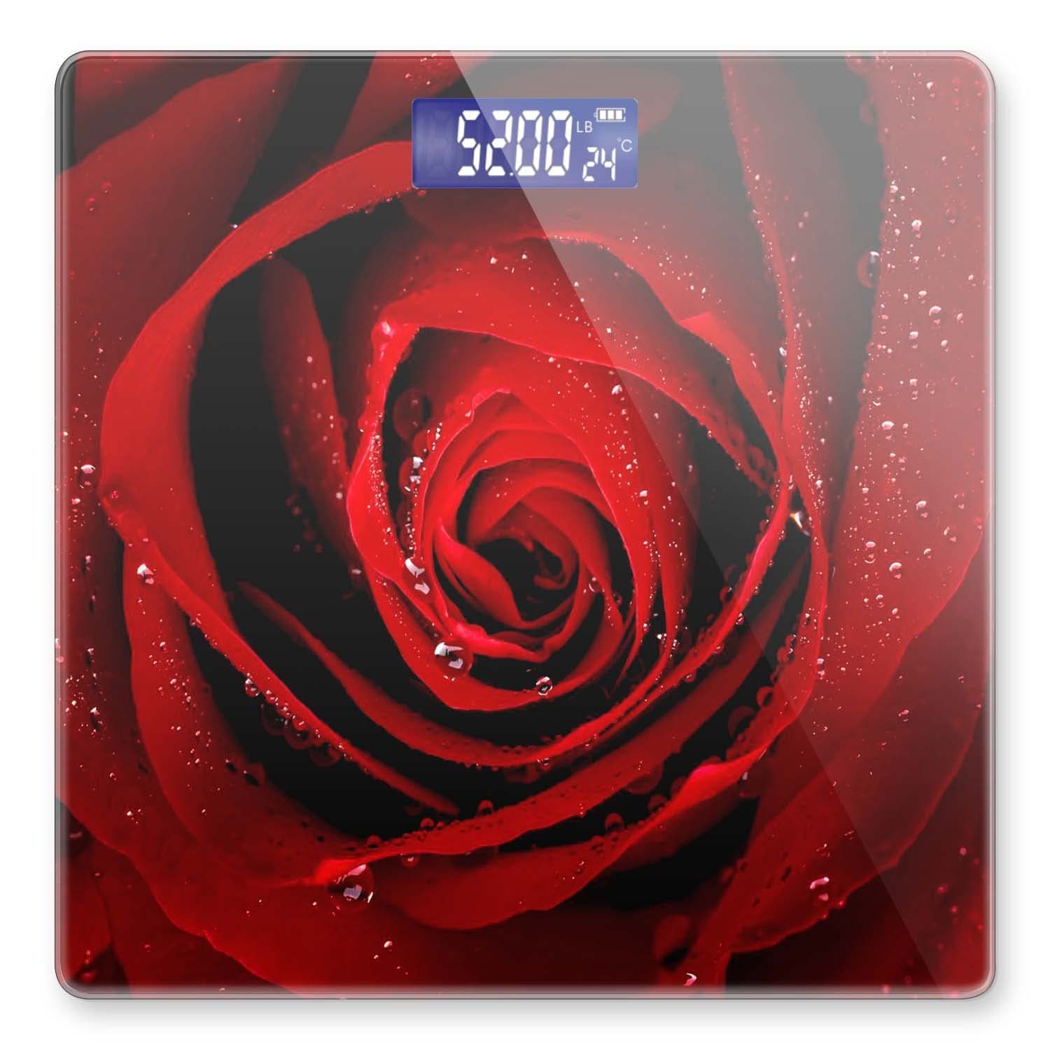 Weight Scale Digital Bathroom Scale Scale for Body Weight 400 lbs Personalized Digital Scale with Backlit Display Easy Read(Battery Not Included) - Red Rose