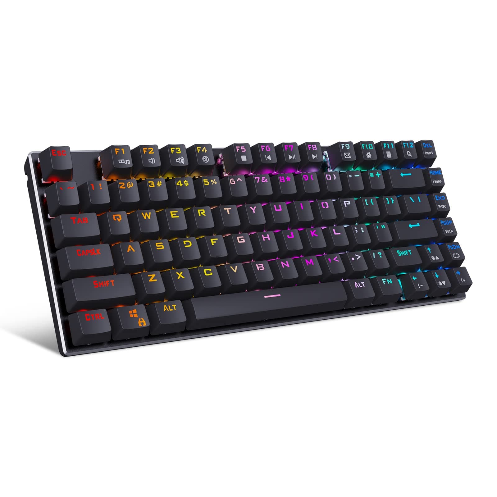 eElement Gaming Keyboard, 81 Keys Anti-Ghost Keys, Mechanical, RGB LED Backlight, USB Wired High Speed Reaction, Waterproof, For Gaming Computers (Red Axis, Black)