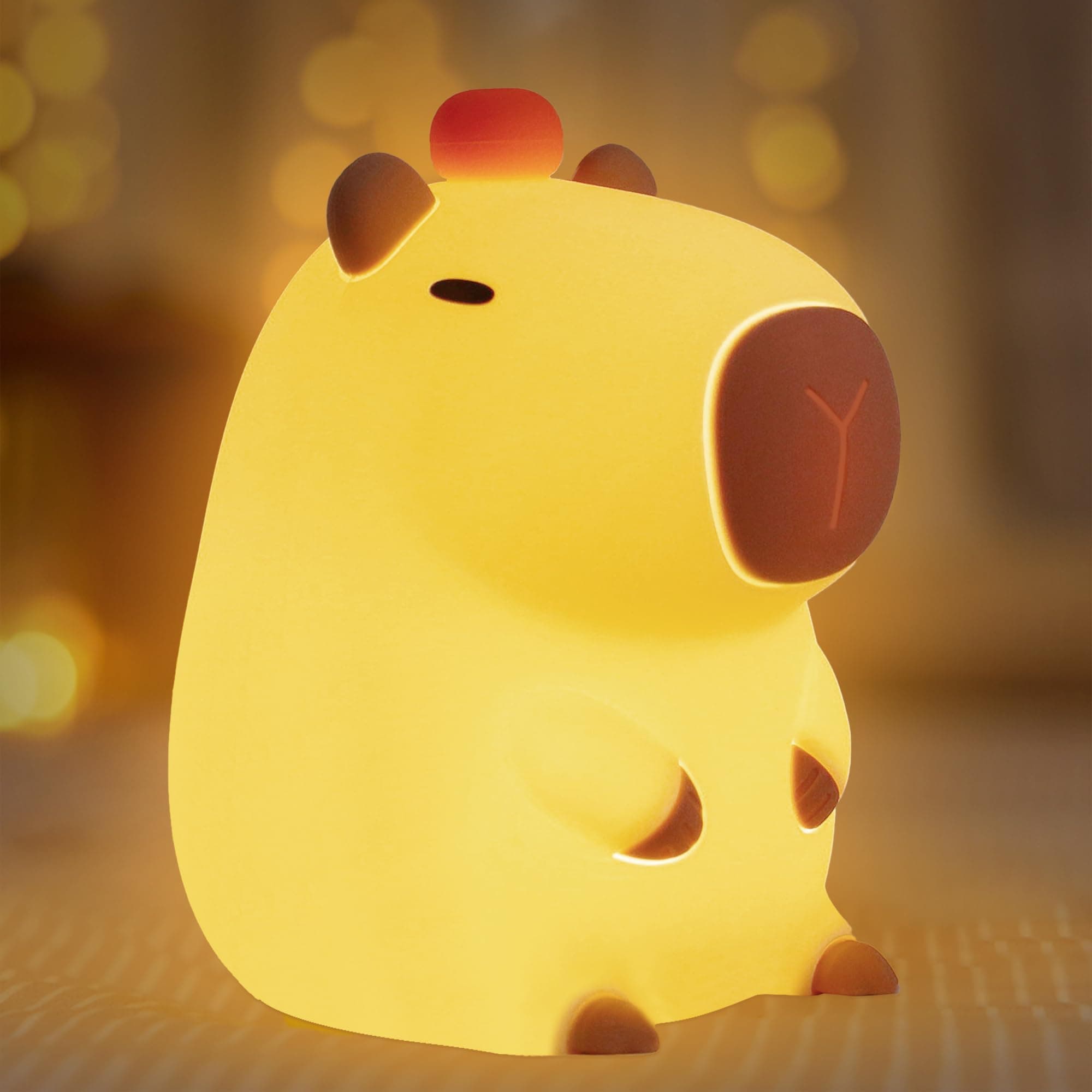 Cute Capybara Night Light, FULLOSUN Soft Silicone Lamp with Timer Dimmable, Portable Rechargeable LED Touch Table Light, Best Bedroom Bedside Decor Birthday Back to School Xmas Gifts